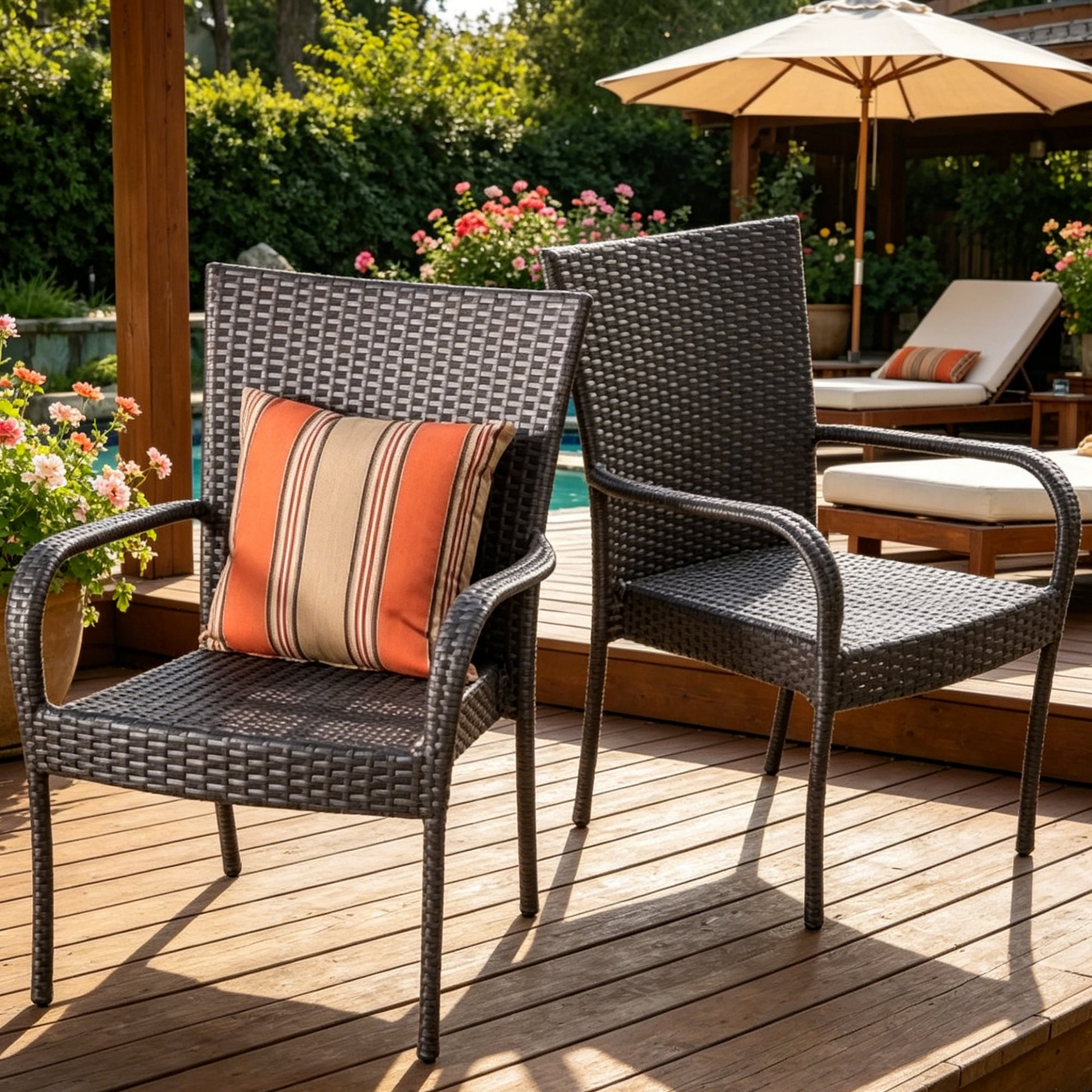 Hand-Woven PE Wicker Stacking Chairs for Modern Outdoor Dining & Garden