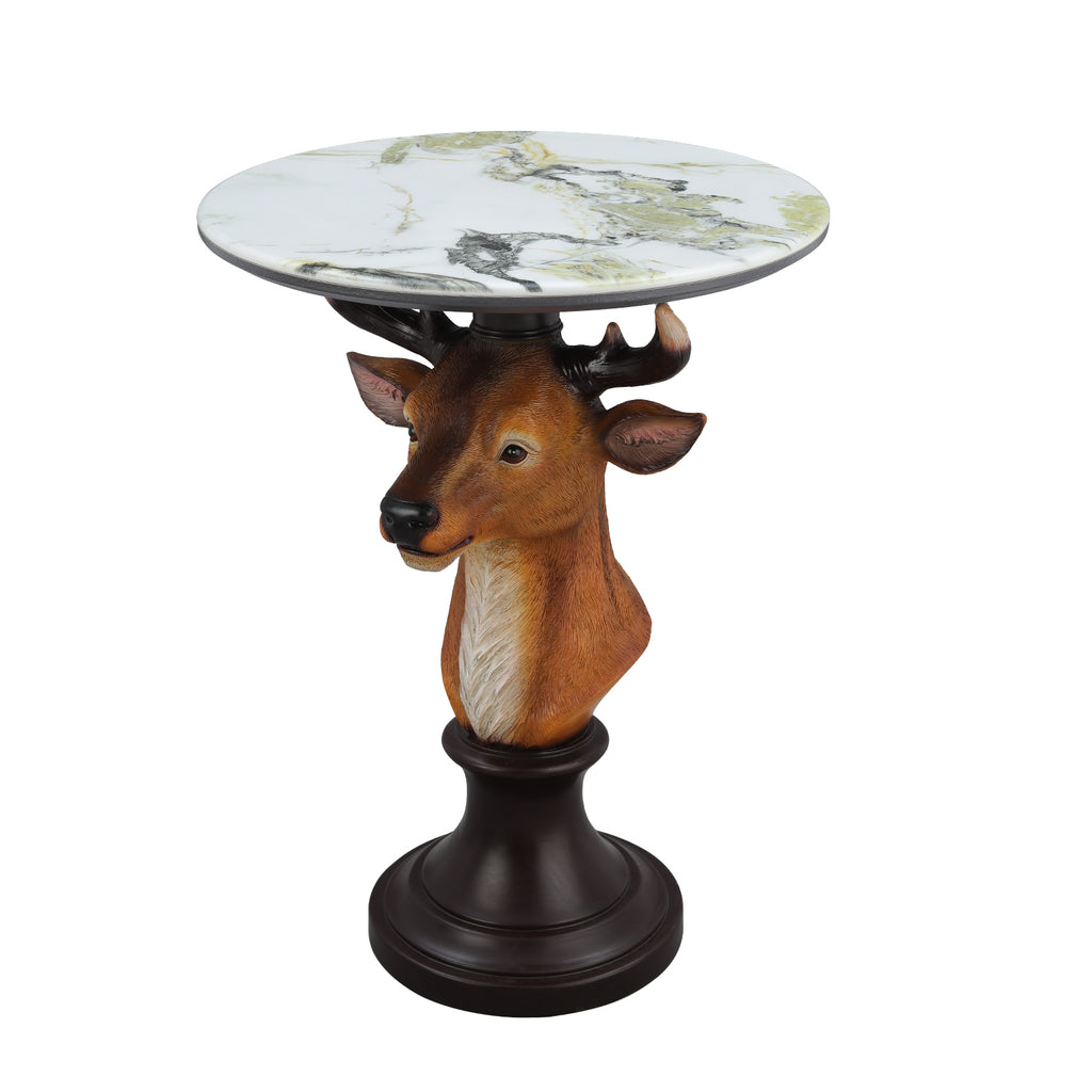 Deer Head Accent Table, Animal Statue End Table for Living Room Home Decor