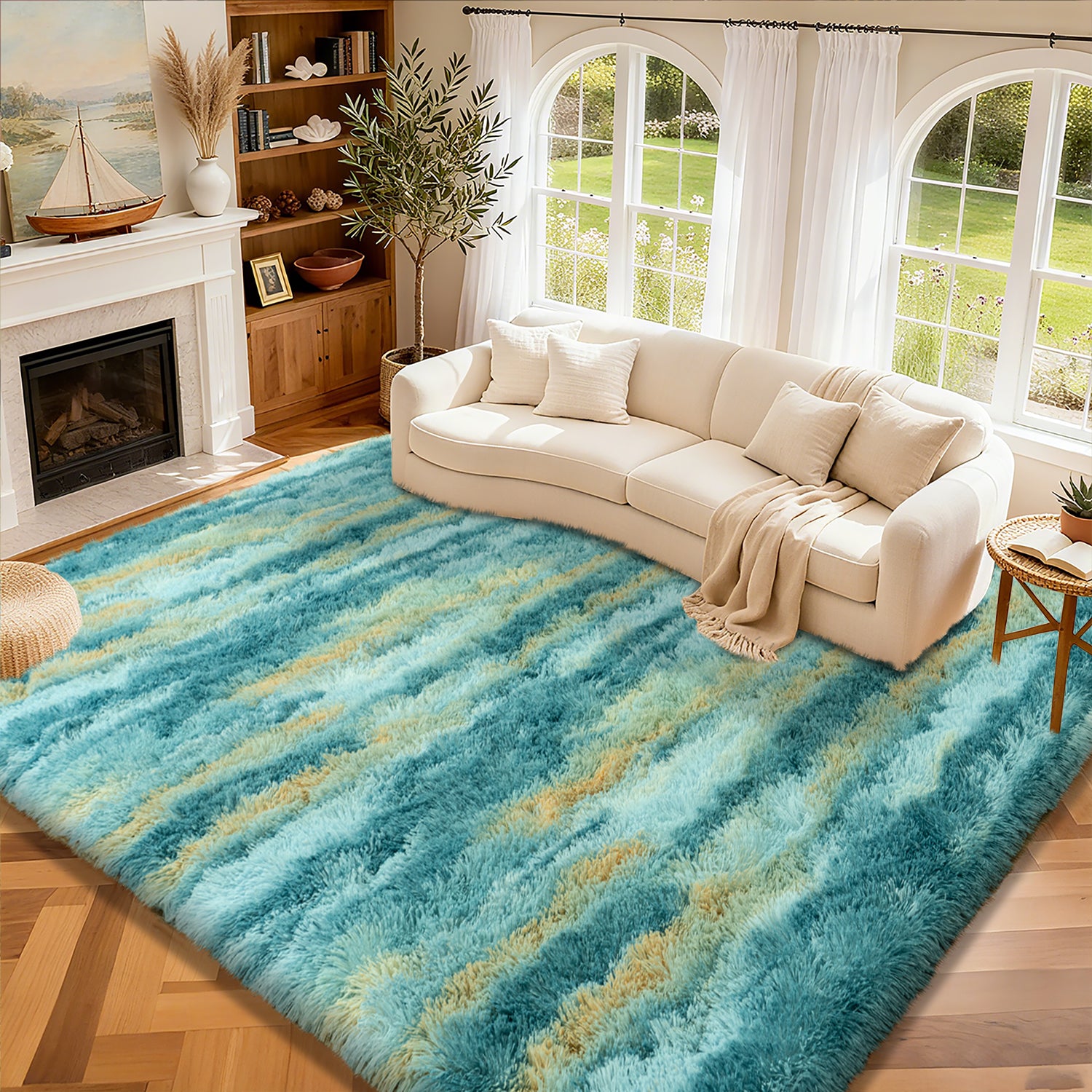 Area Rugs for Living Room Bedroom, Non-Slip Fluffy Soft Shag Carpet for Kids Home Dorm Decor