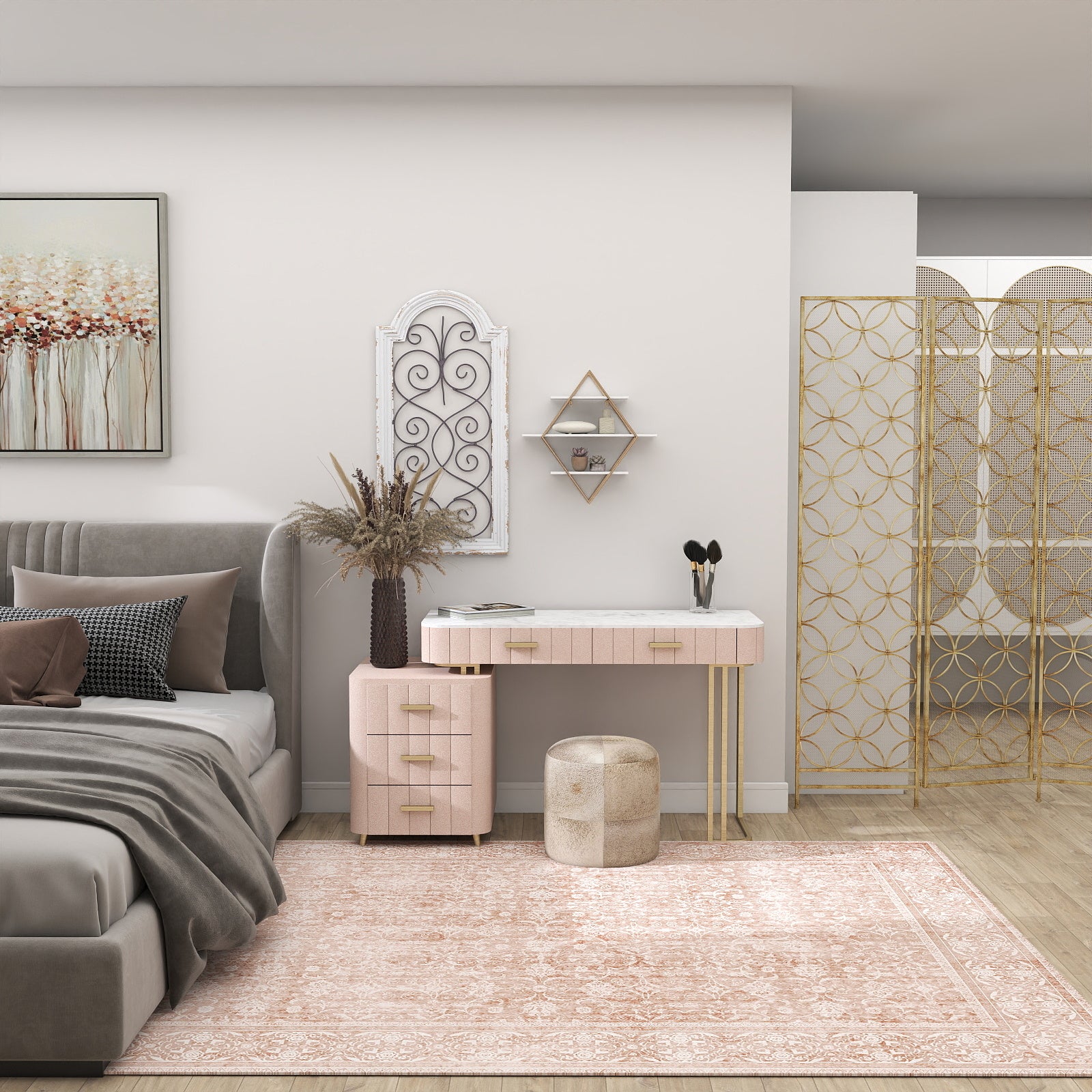 8x10 Washable Vintage Floral Area Rugs for Living Room, Soft Low Pile Non Slip Rug for Kitchen Laundry Room Playroom