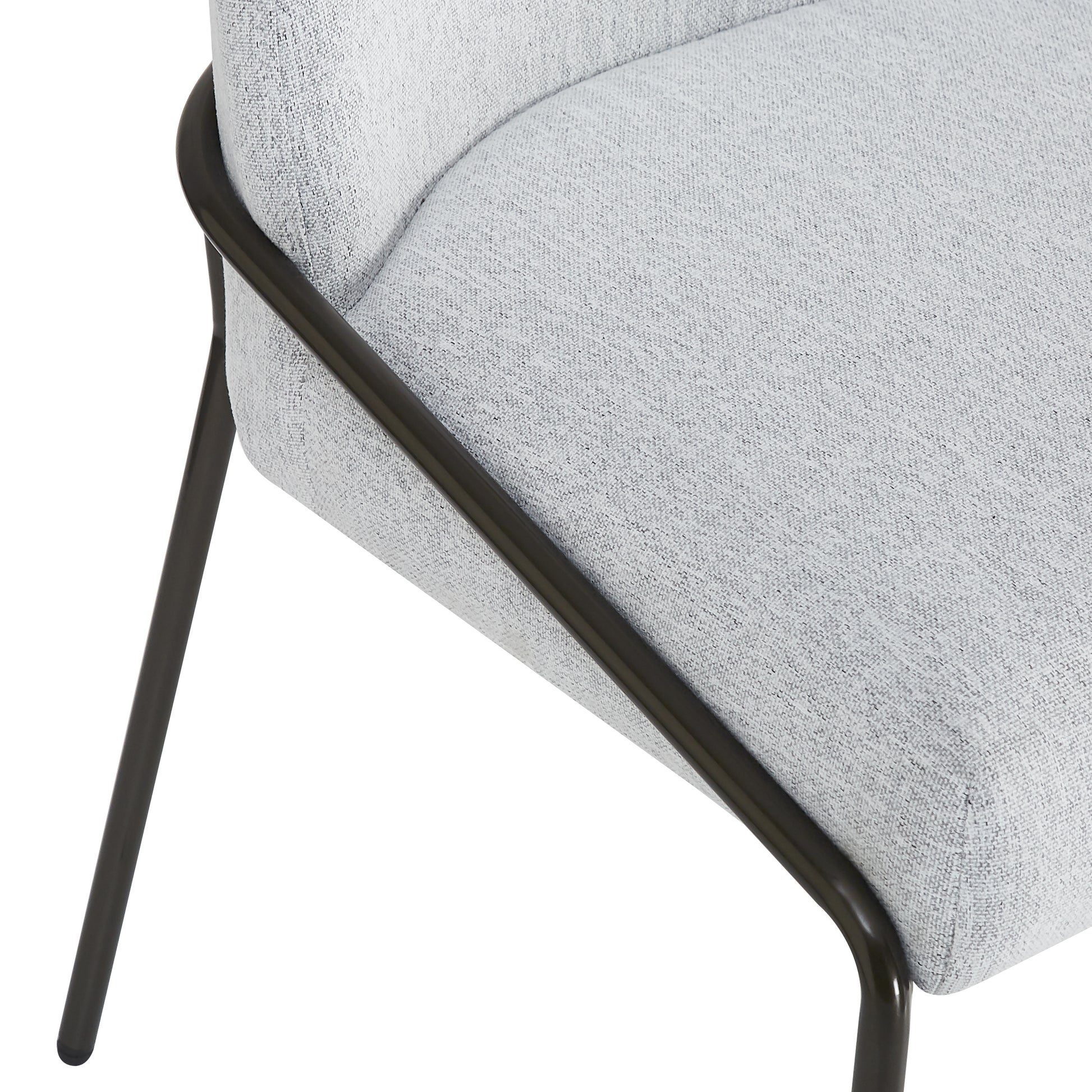 Modern Upholstered Dining Chairs with Curved High-Back & Bronze Iron Frame (Set of 2)