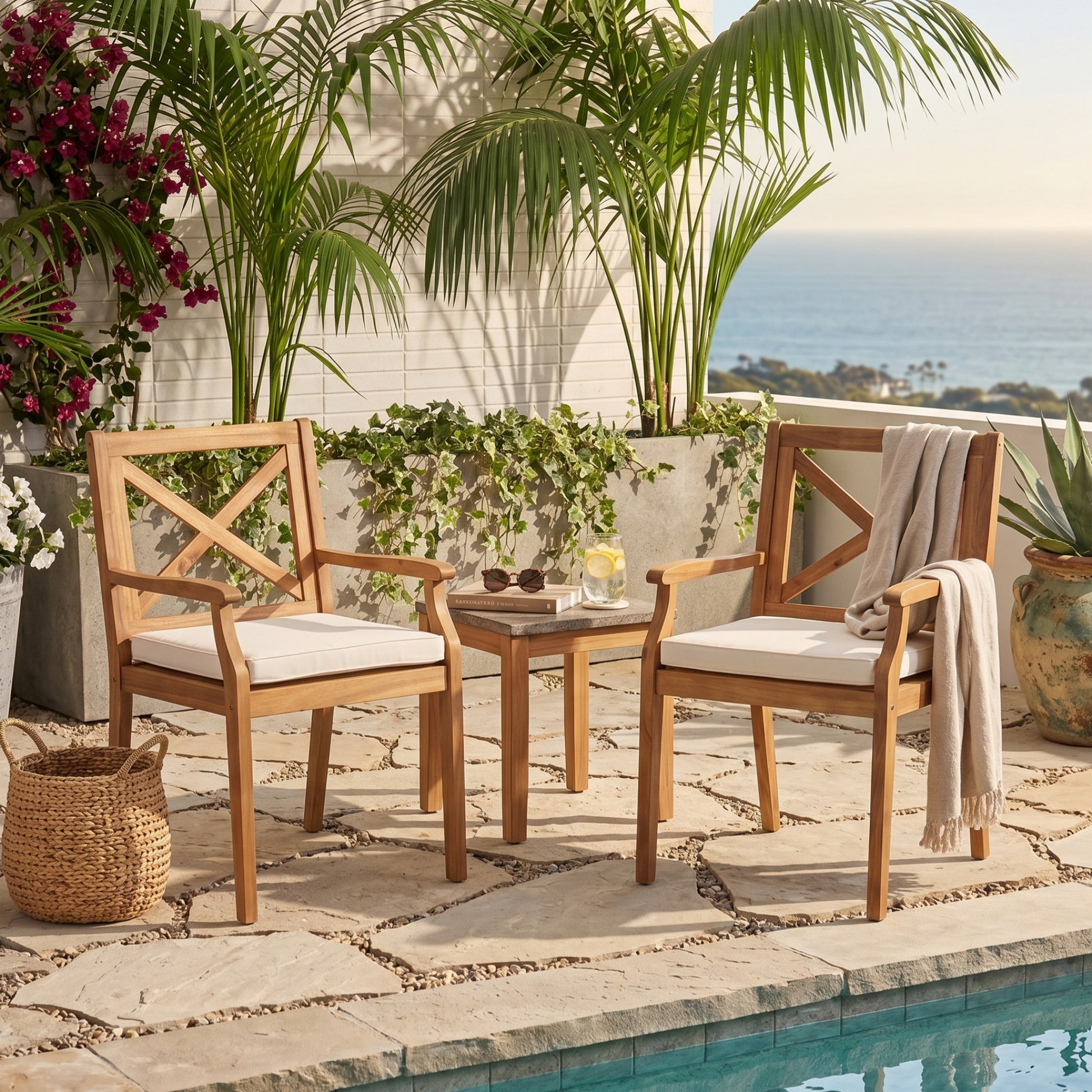 Outdoor Wicker Dining Chairs Set of 2 All-Weather Patio Chairs for Garden