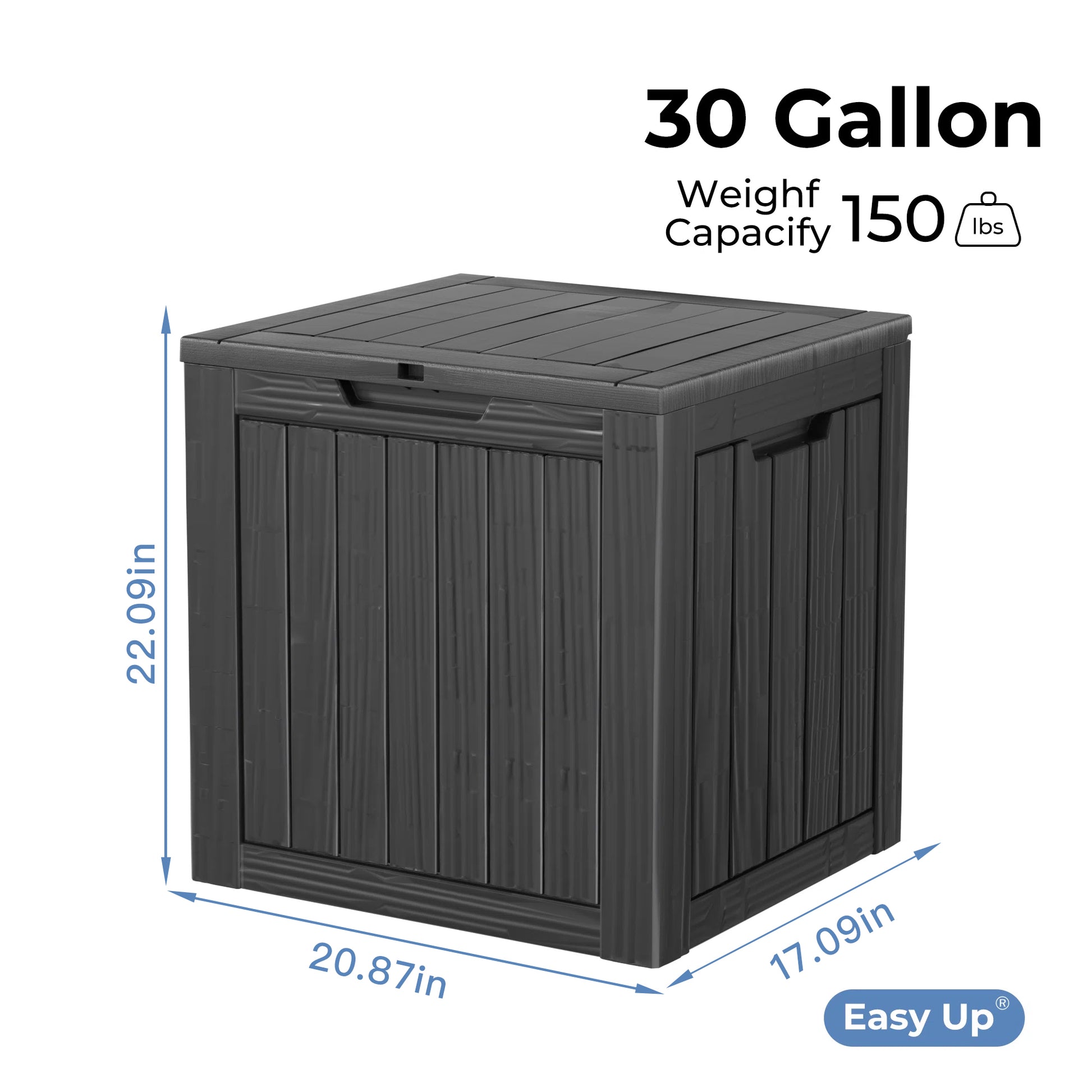 30 Gallon Deck Box, Water-Resistant Resin Outdoor Storage Box with Lockable Lid for Patio