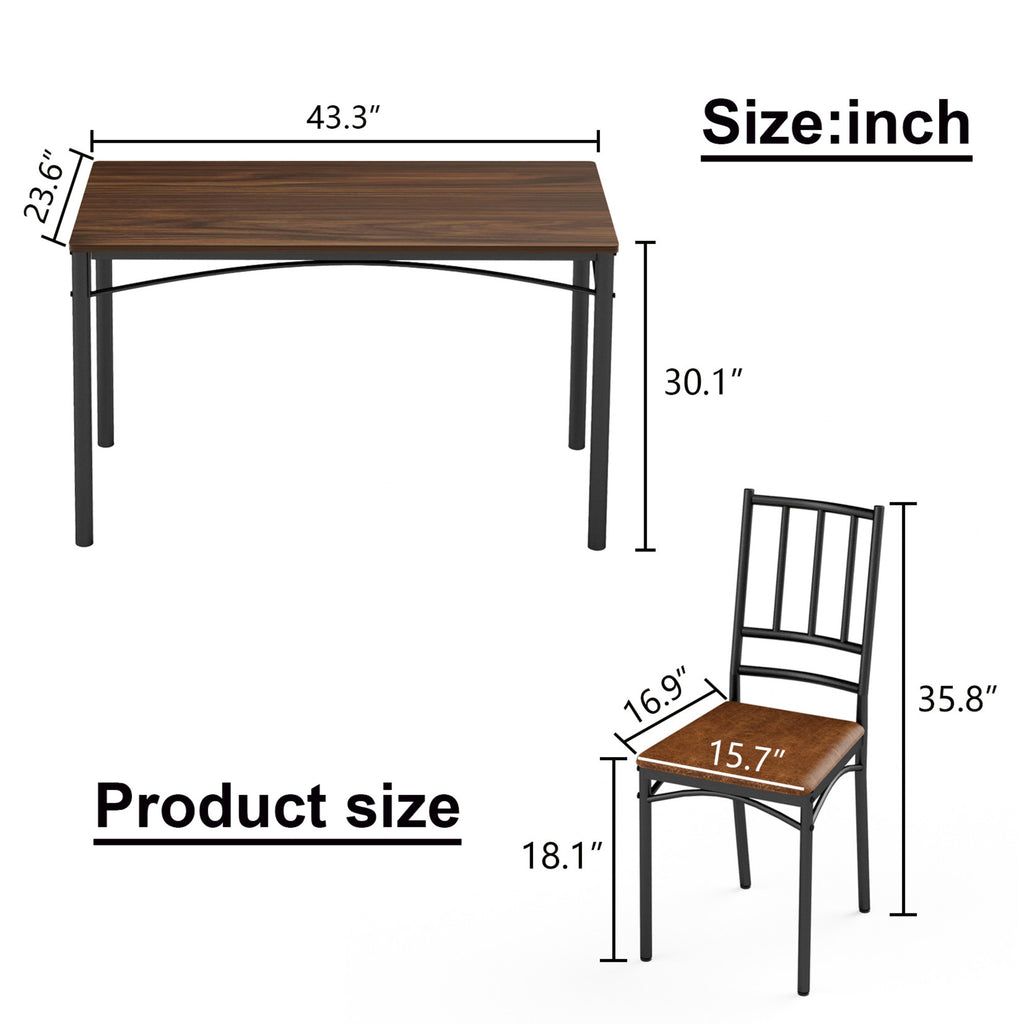 Industrial Dining Table Set with 4 Benches, Multi-Functional Kitchen Breakfast Table for Living Room