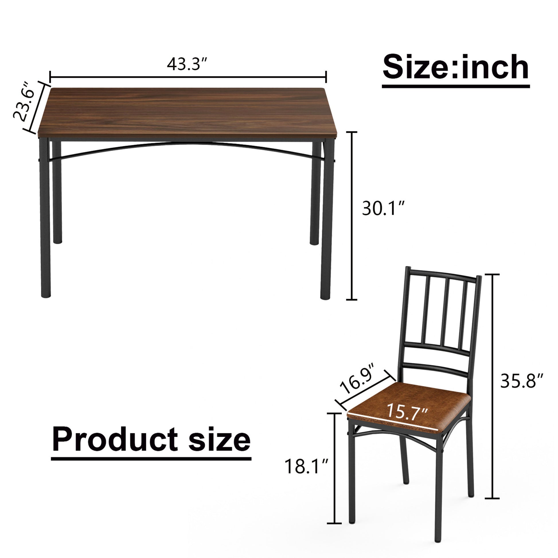 Industrial Dining Table Set with 4 Benches, Multi-Functional Kitchen Breakfast Table for Living Room