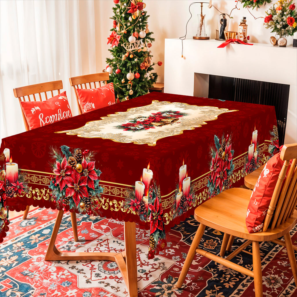 Christmas Tablecloth, Snowman Tablecloth, Christmas Tree Tablecloth Washable Table Cover for Home Kitchen Holiday Deco