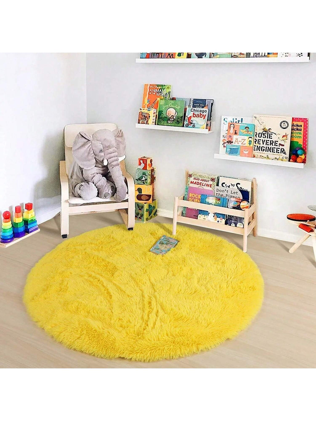 5ft Round Fluffy Area Rug, Soft Shaggy Circle Carpet for Bedroom, Kids Girls Boys Room, Fuzzy Plush Floor Mat