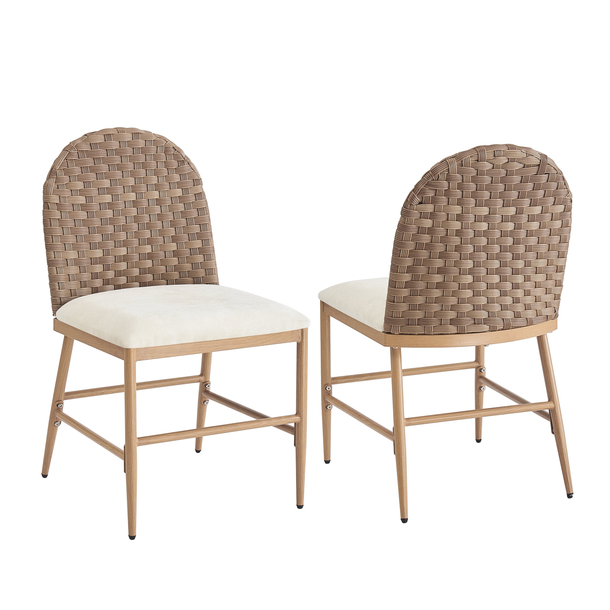 Farmhouse Dining Chairs with Artisan Rattan Backrest & Sturdy Iron Frame (Set of 2)