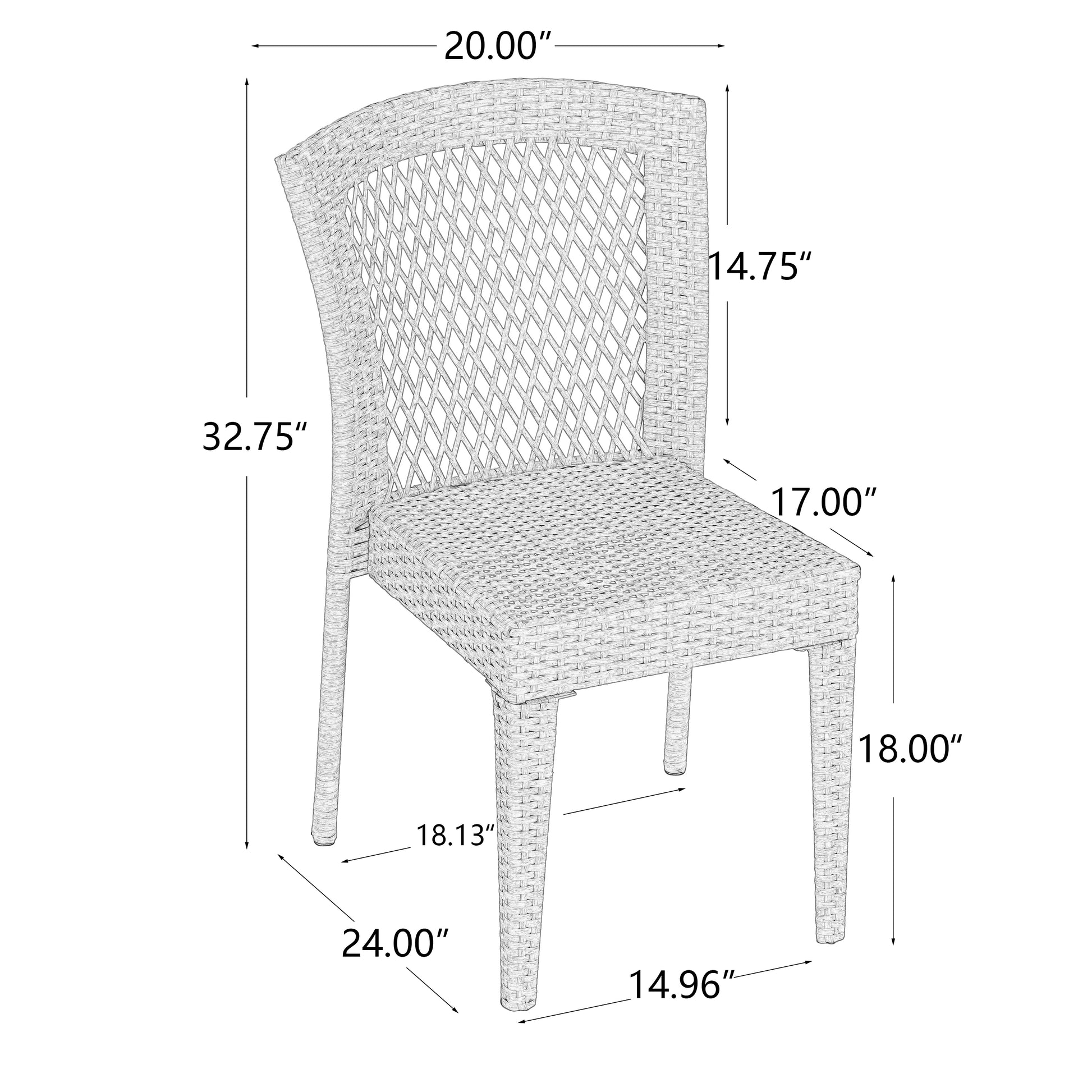 Outdoor Stacking Side Chairs Set of 2 All-Weather Patio Dining Chairs for Garden
