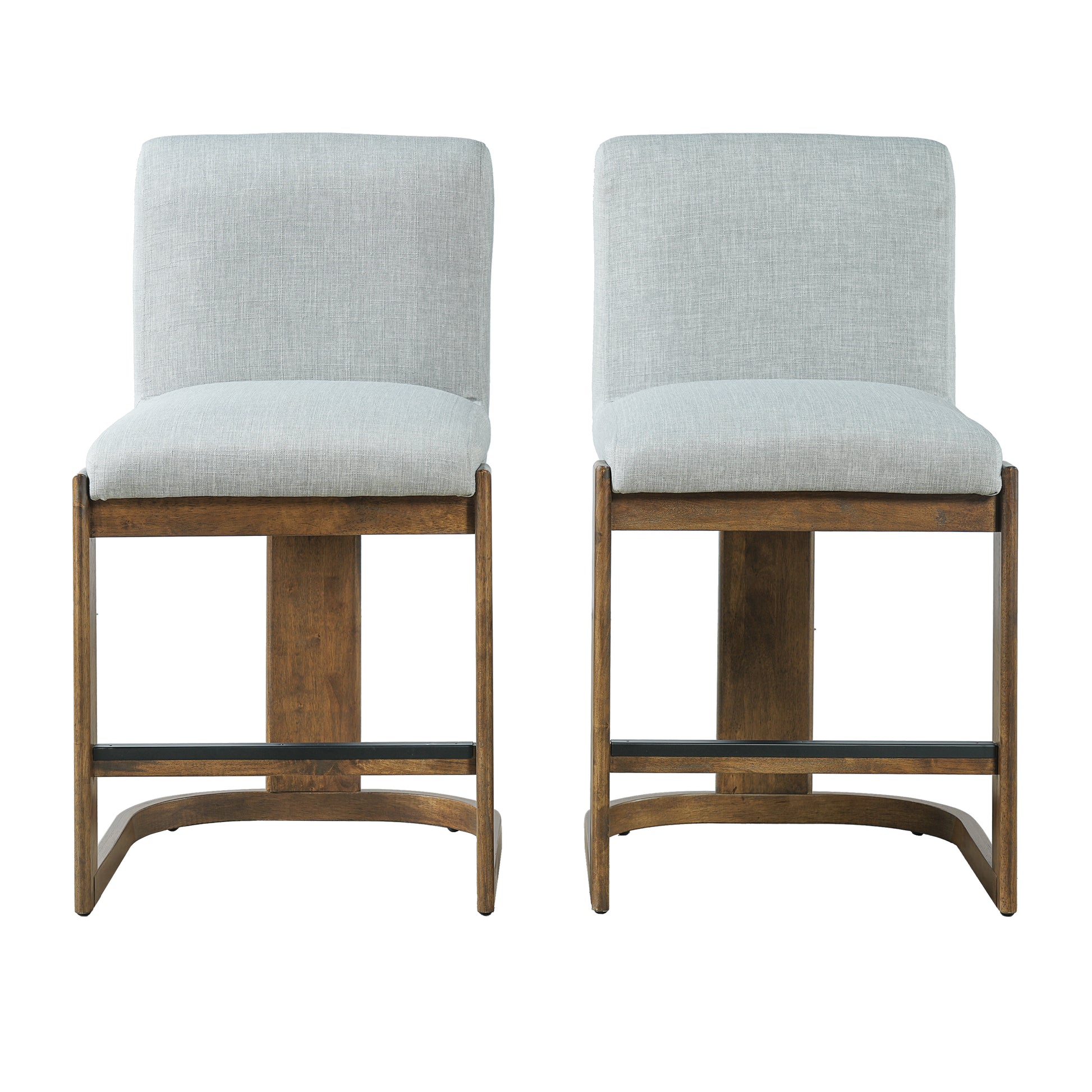 Upholstered Kitchen Island Barstools with Solid Wood Frame & Backrest - 24" (Set of 2)