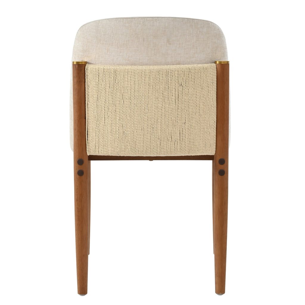Solid Wood Dining Chairs with Curved Backrest & Elegant Brass Accents (Set of 2)