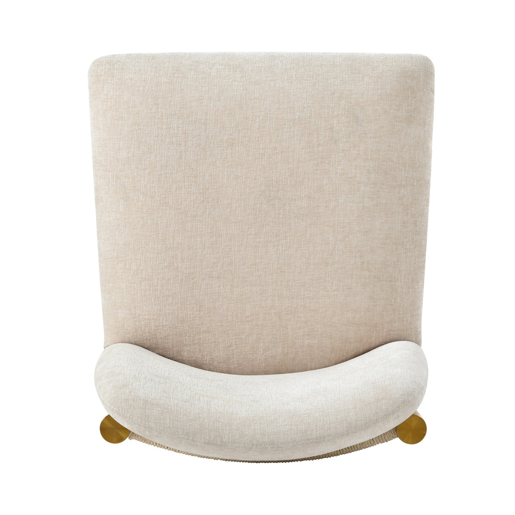 Solid Wood Dining Chairs with Curved Backrest & Elegant Brass Accents (Set of 2)