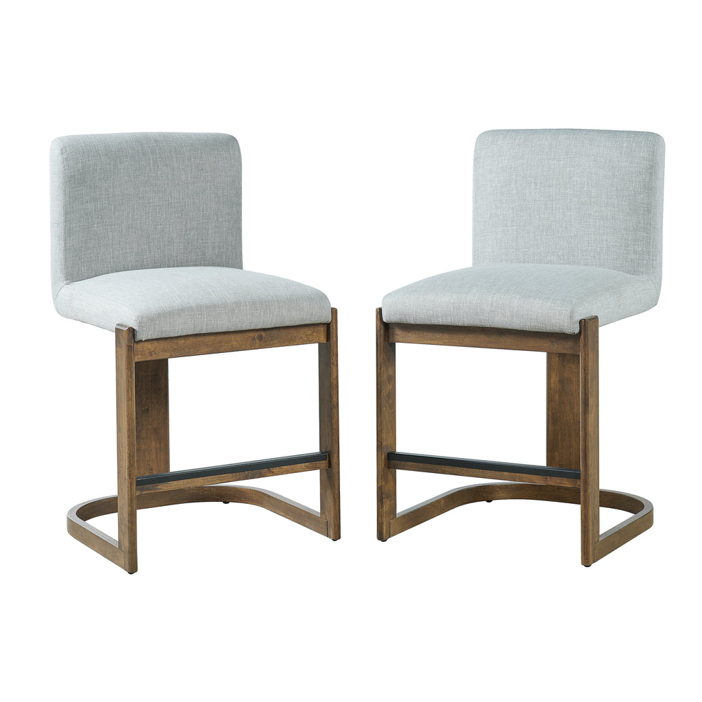 Upholstered Kitchen Island Barstools with Solid Wood Frame & Backrest - 24" (Set of 2)