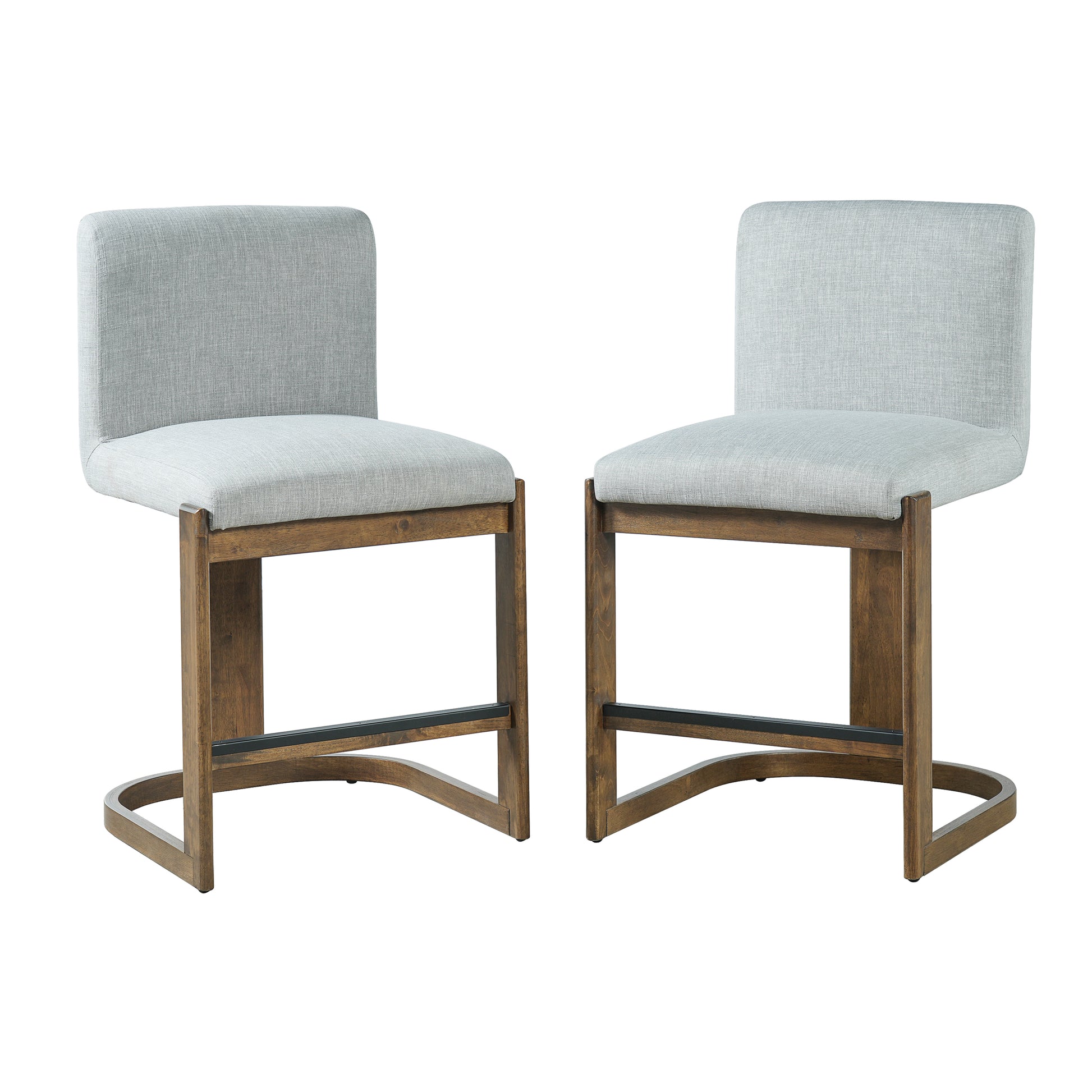 Upholstered Kitchen Island Barstools with Solid Wood Frame & Backrest - 24" (Set of 2)
