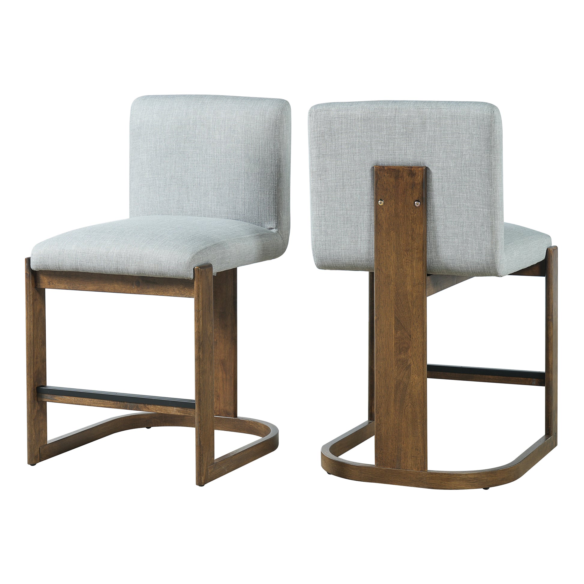 Upholstered Kitchen Island Barstools with Solid Wood Frame & Backrest - 24" (Set of 2)