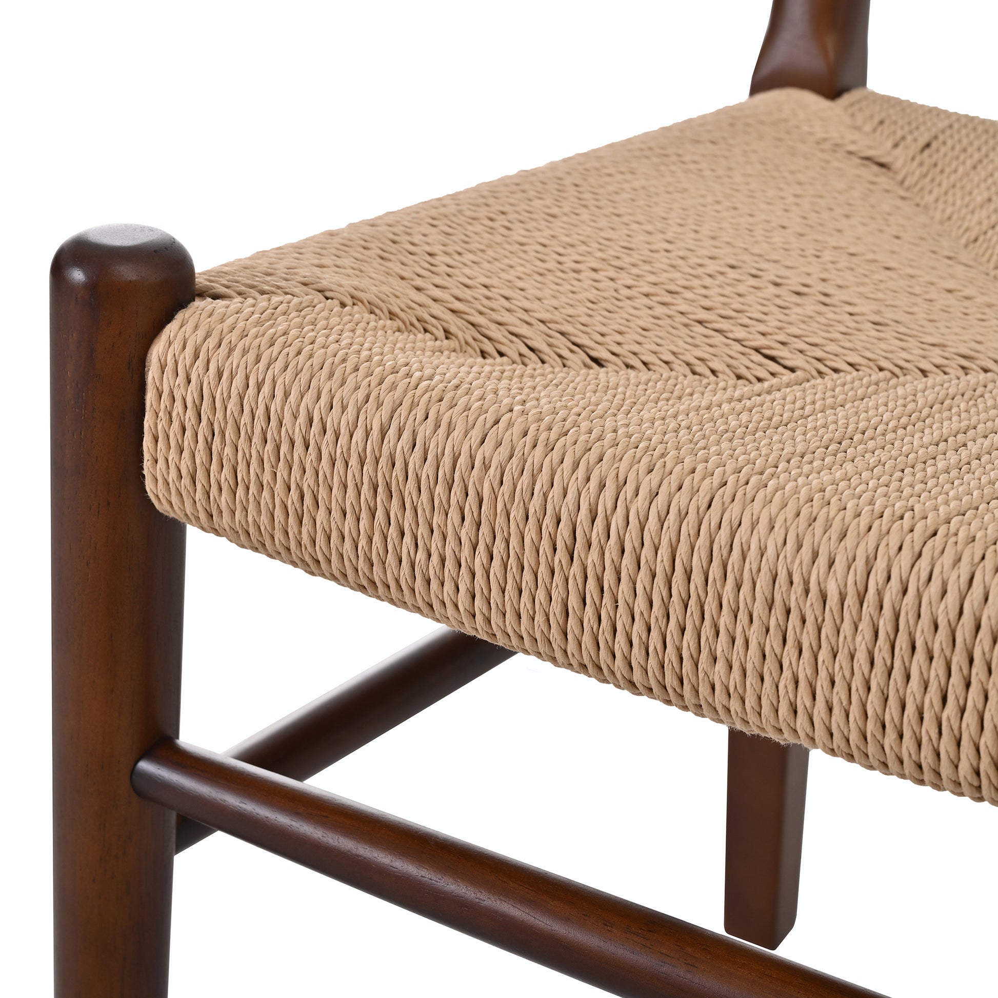 Modern Farmhouse Dining Chairs with Hand-Woven Paper Cord Seat & Wood Frame (Set of 2)