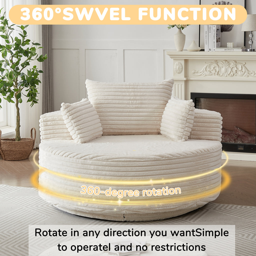Soft Upholstered Swivel Chair Comfortable Modern Sleeper for Bedroom and Lounge Area