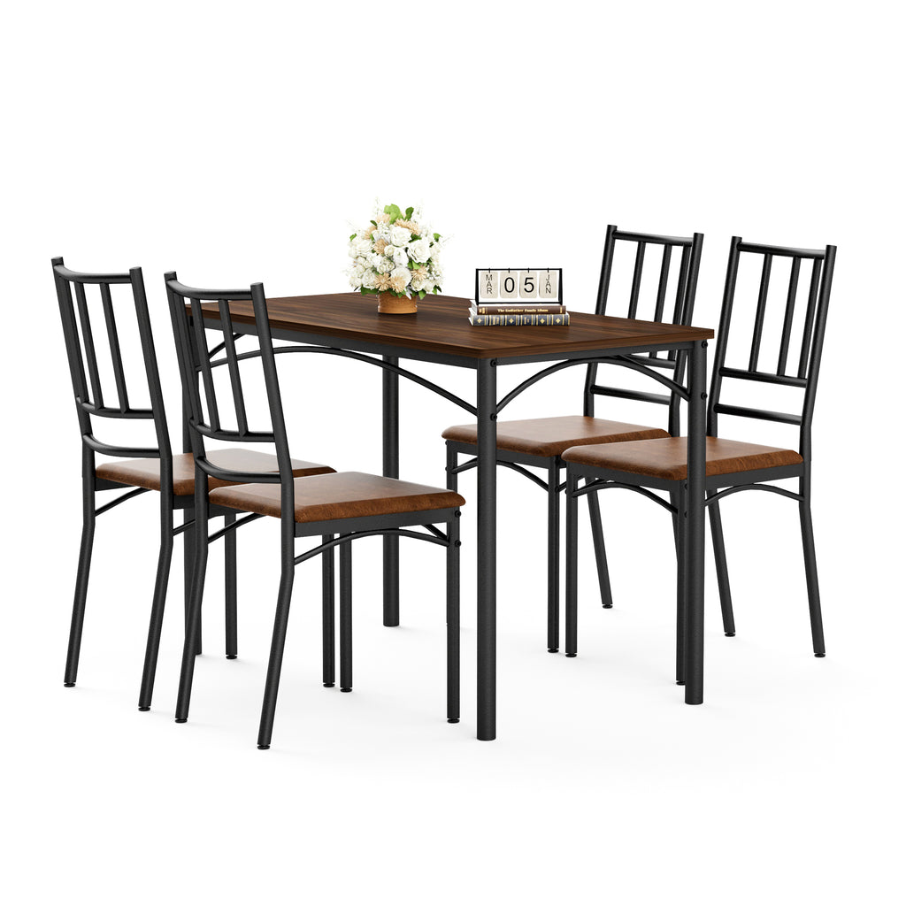 Industrial Dining Table Set with 4 Benches, Multi-Functional Kitchen Breakfast Table for Living Room