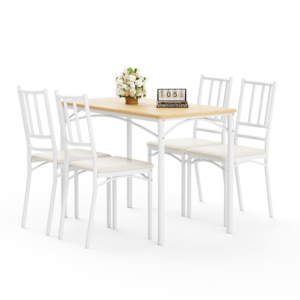 Industrial Dining Table Set with 4 Benches, Multi-Functional Kitchen Breakfast Table