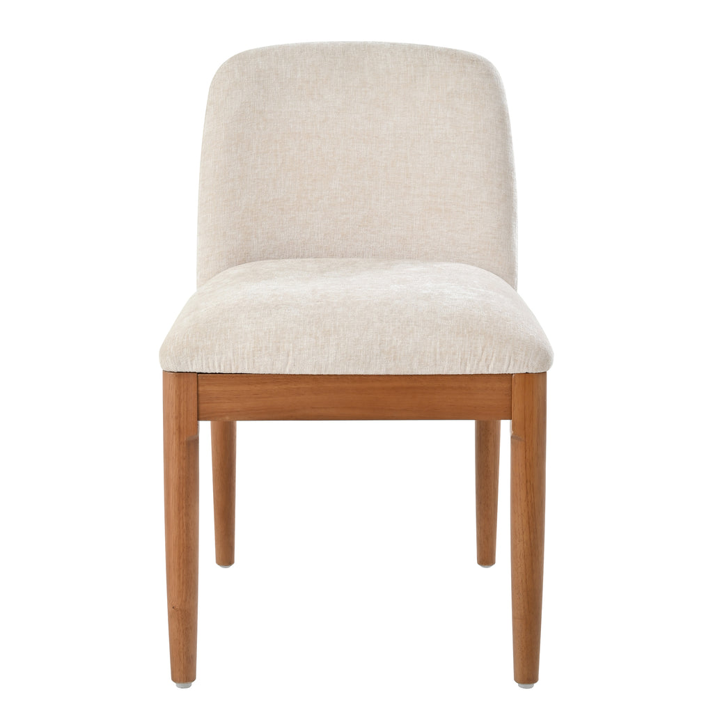 Solid Wood Dining Chairs with Curved Backrest & Elegant Brass Accents (Set of 2)