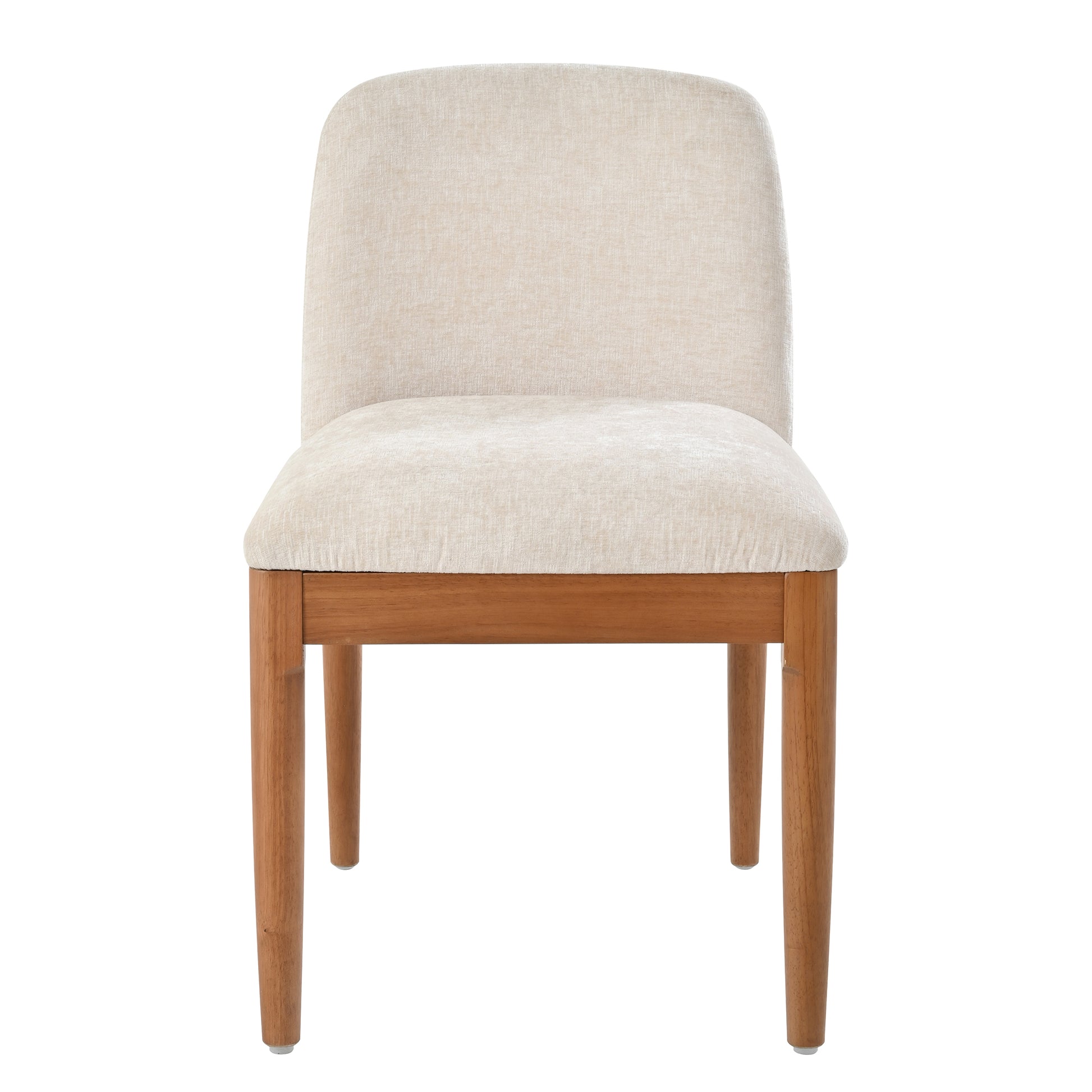 Solid Wood Dining Chairs with Curved Backrest & Elegant Brass Accents (Set of 2)