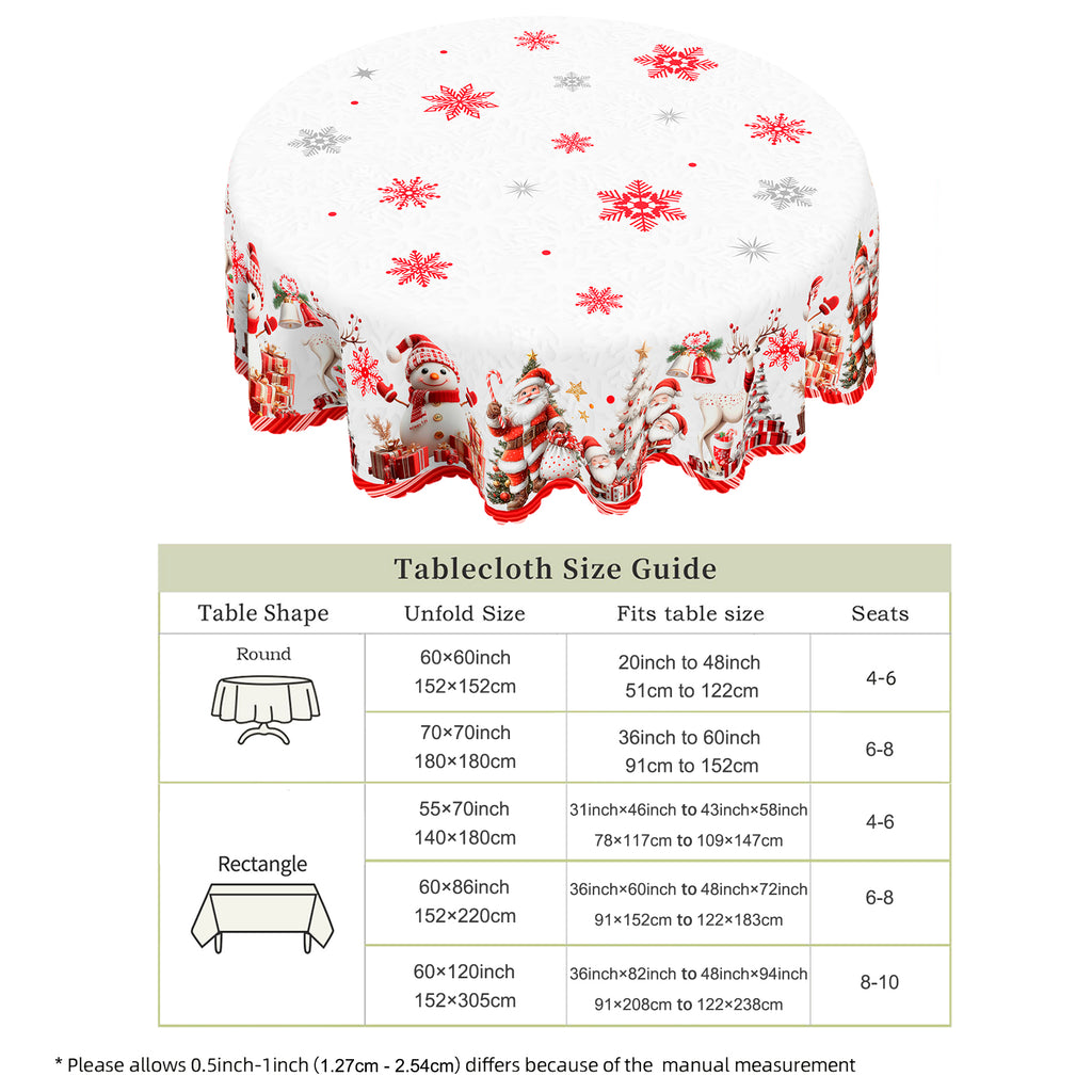 Christmas Tablecloth, Winter Snowman Christmas House Christmas Trees Tablecloth Washable Tablecloth for Party Picnic Dinner Decor
