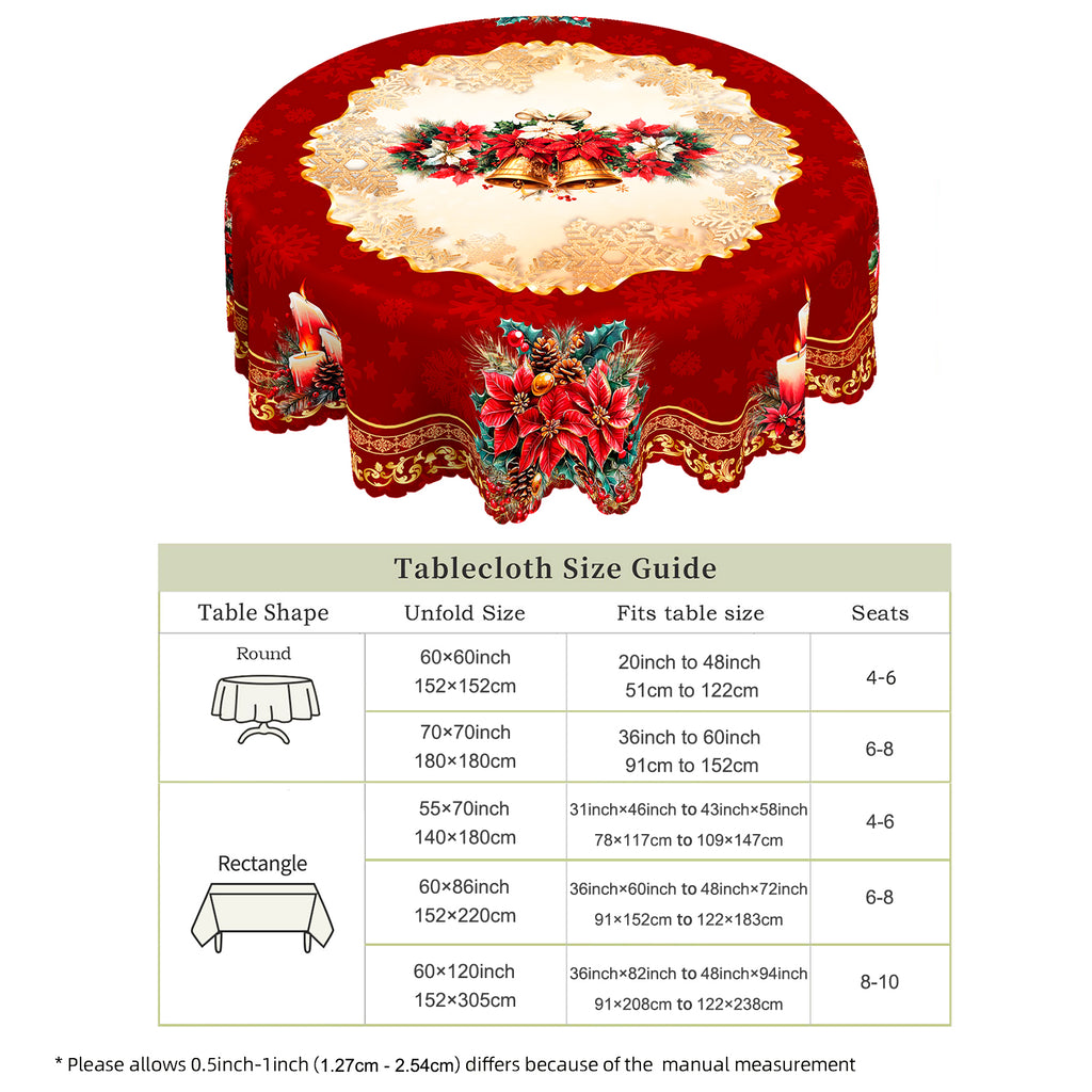 Christmas Tablecloth, Snowman Tablecloth, Christmas Tree Tablecloth Washable Table Cover for Home Kitchen Holiday Deco