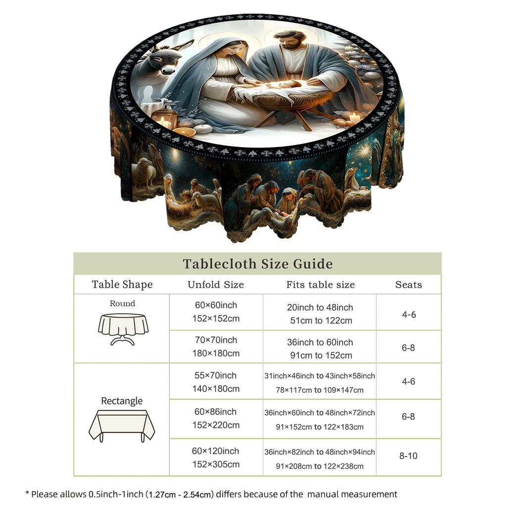 Christmas Tablecloth, Snowman Snowflake Stain-Resistant Dining Table Cover for Holiday Decor