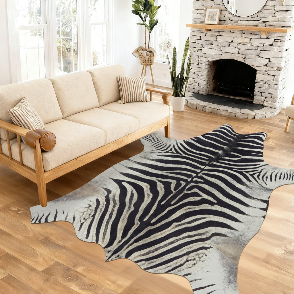 Faux Cowhide Rug 61x74.8 Inch, Western Animal Skin Carpet for Living Room Bedroom, Cowboy Cowgirl Home Decor