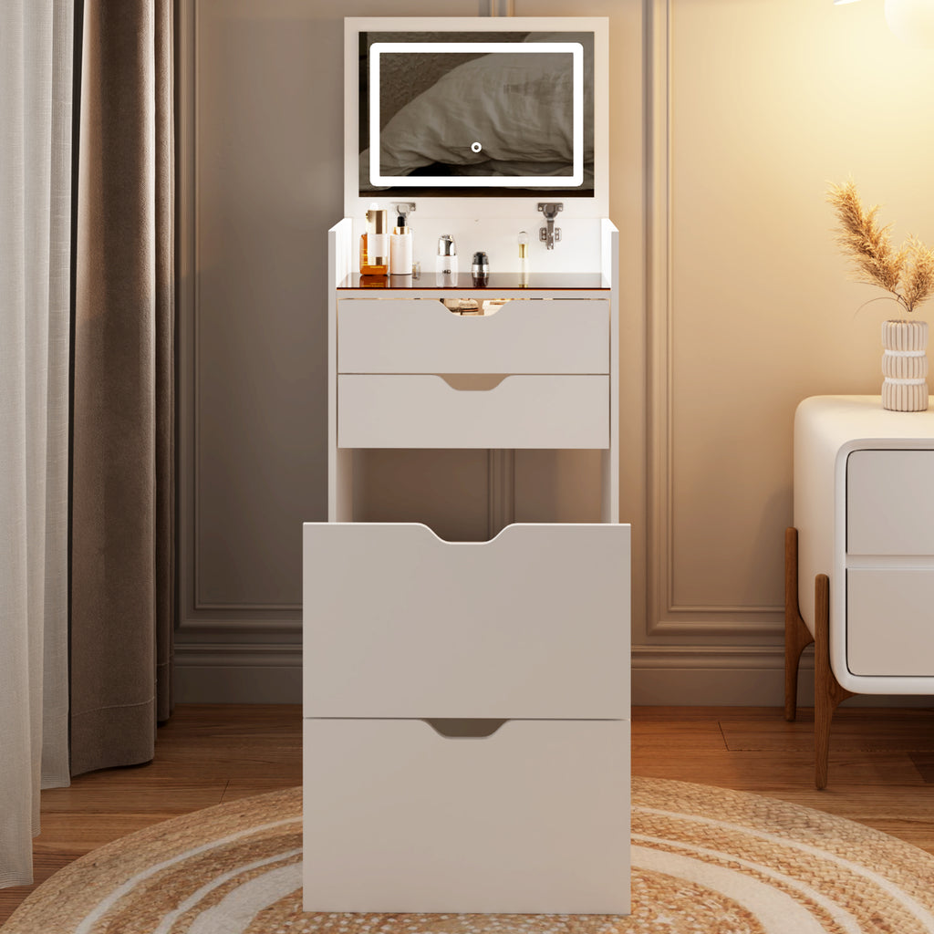 Makeup Vanity with Lights, 3-in-1 Vanity Desk Set with HD Mirror, 2 Drawers & Hidden Storage Stool