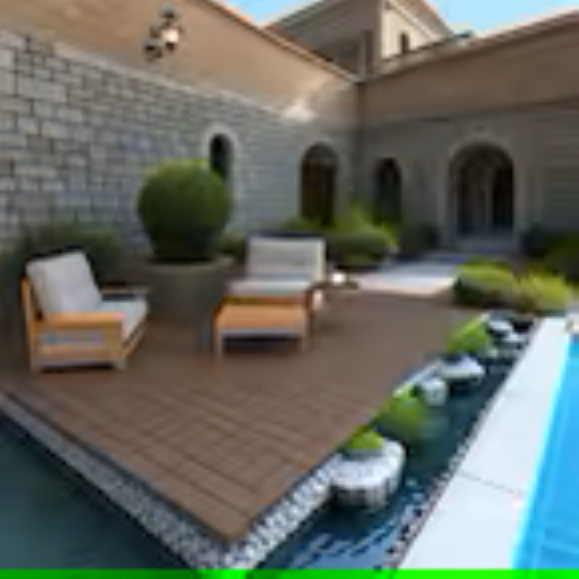 Chic Crate H-Style 44Pcs 12" Interlocking Plastic Deck Tiles – Dark Gray, Waterproof