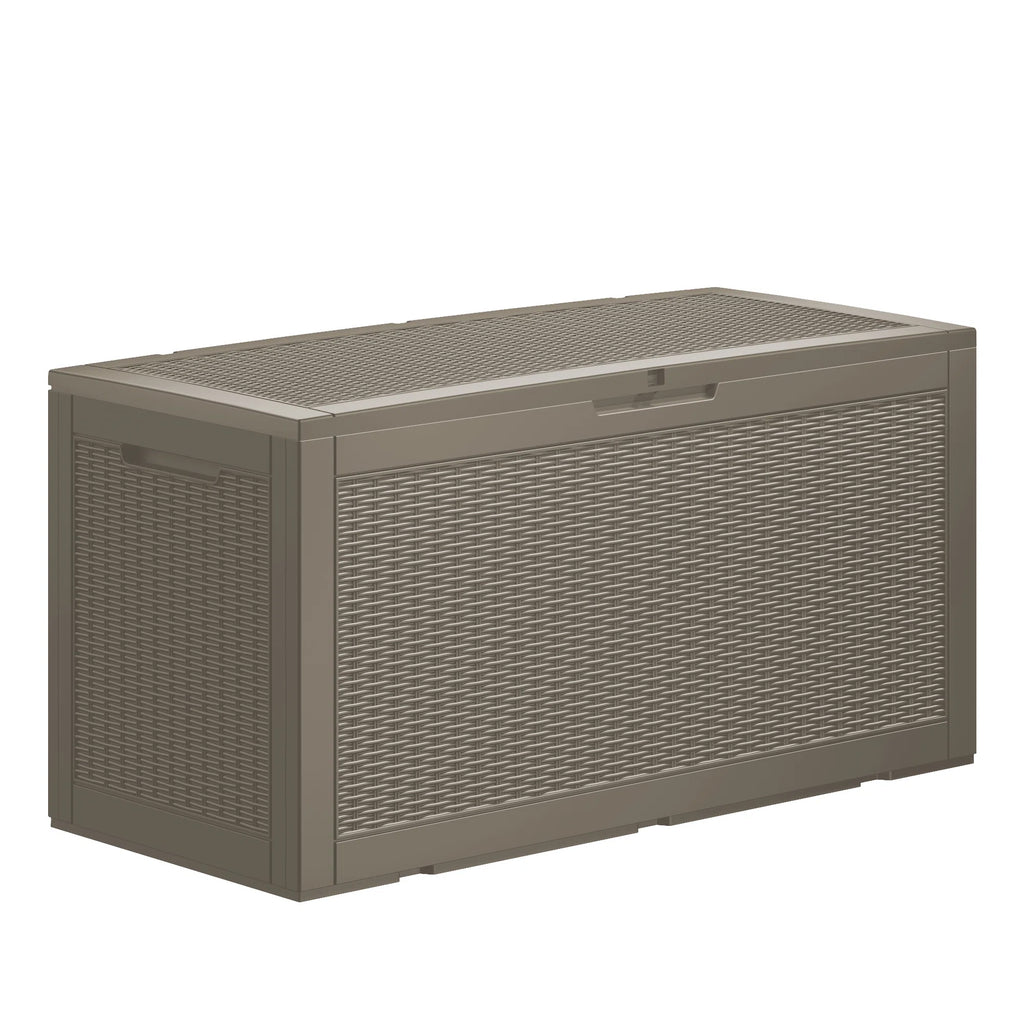 100 Gallon Outdoor Deck Box, Water-Resistant Resin Storage Box with Lockable Lid for Patio