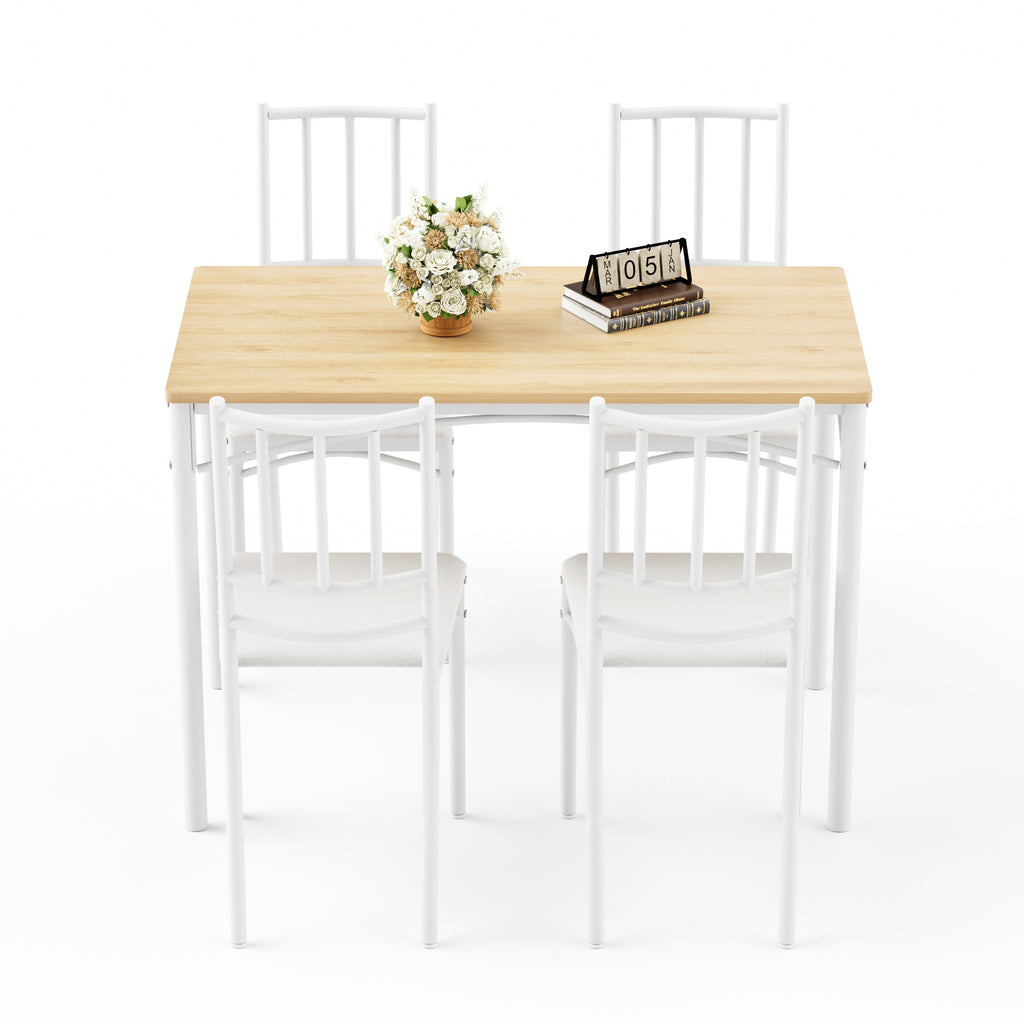 Industrial Dining Table Set with 4 Benches, Multi-Functional Kitchen Breakfast Table