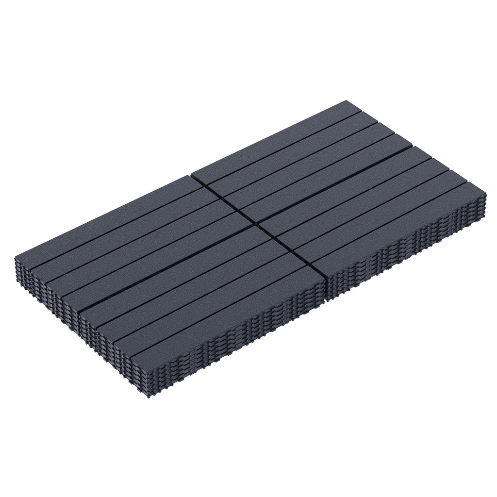 Chic Crate 24Pcs 12"x24" Interlocking Plastic Deck Tiles – Dark Gray, Waterproof