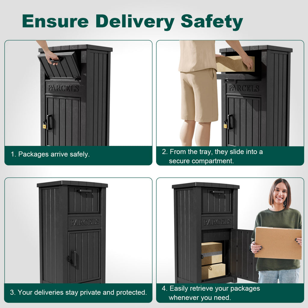 Large Package Delivery Box,Waterproof Deck Box for Porch & Patio,Lockable Resin Outdoor Storage Box