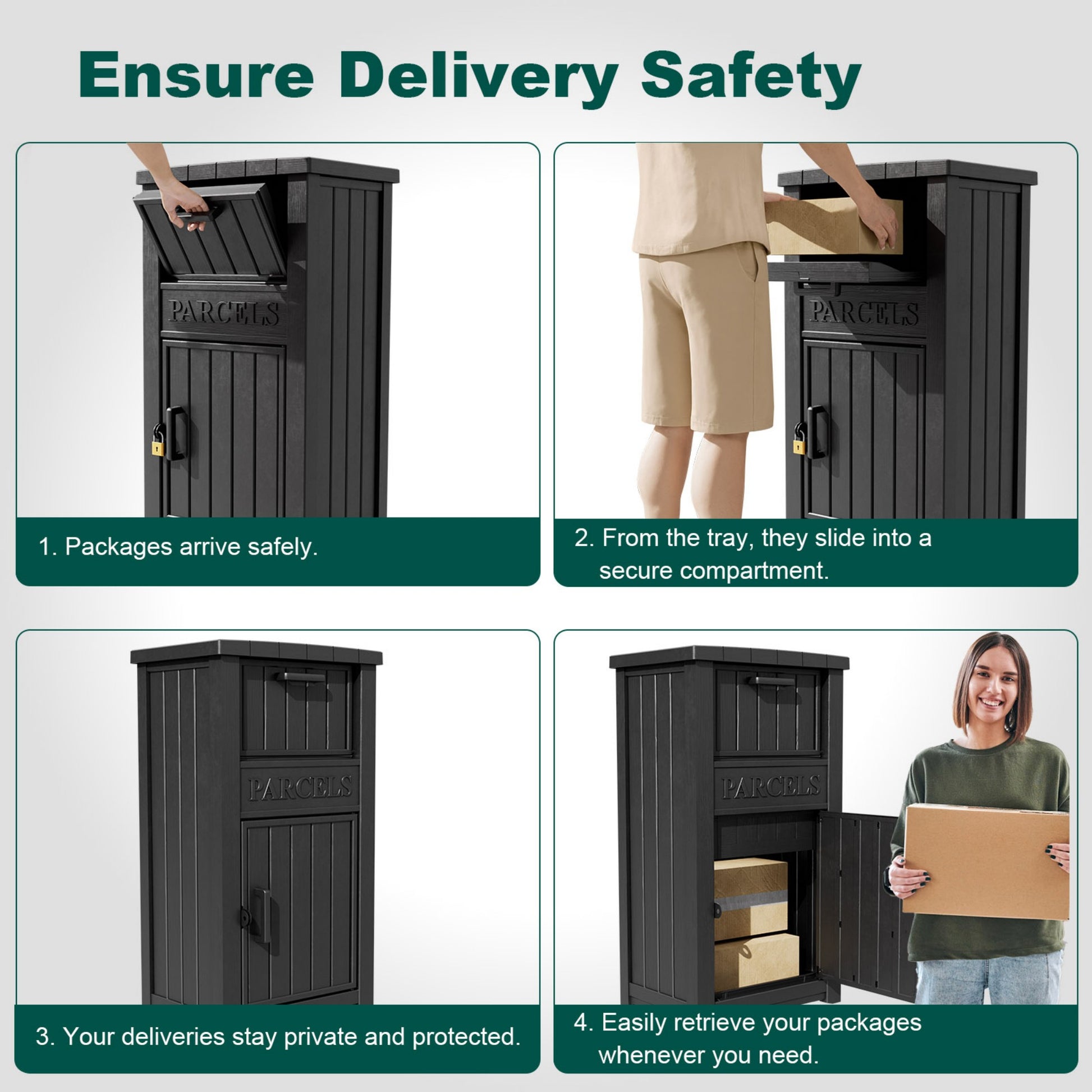 Large Package Delivery Box,Waterproof Deck Box for Porch & Patio,Lockable Resin Outdoor Storage Box