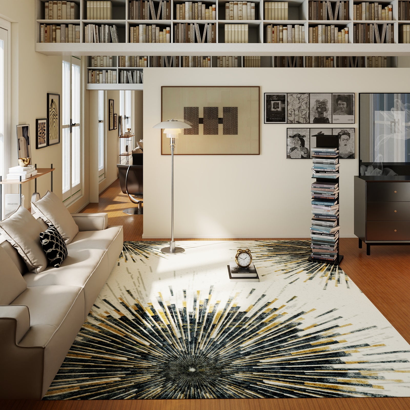 5x7ft Washable Abstract Print Multi-Color Area Rug, Thin Distressed Non-Slip Carpet for Living Room Bedroom,  Home Decor