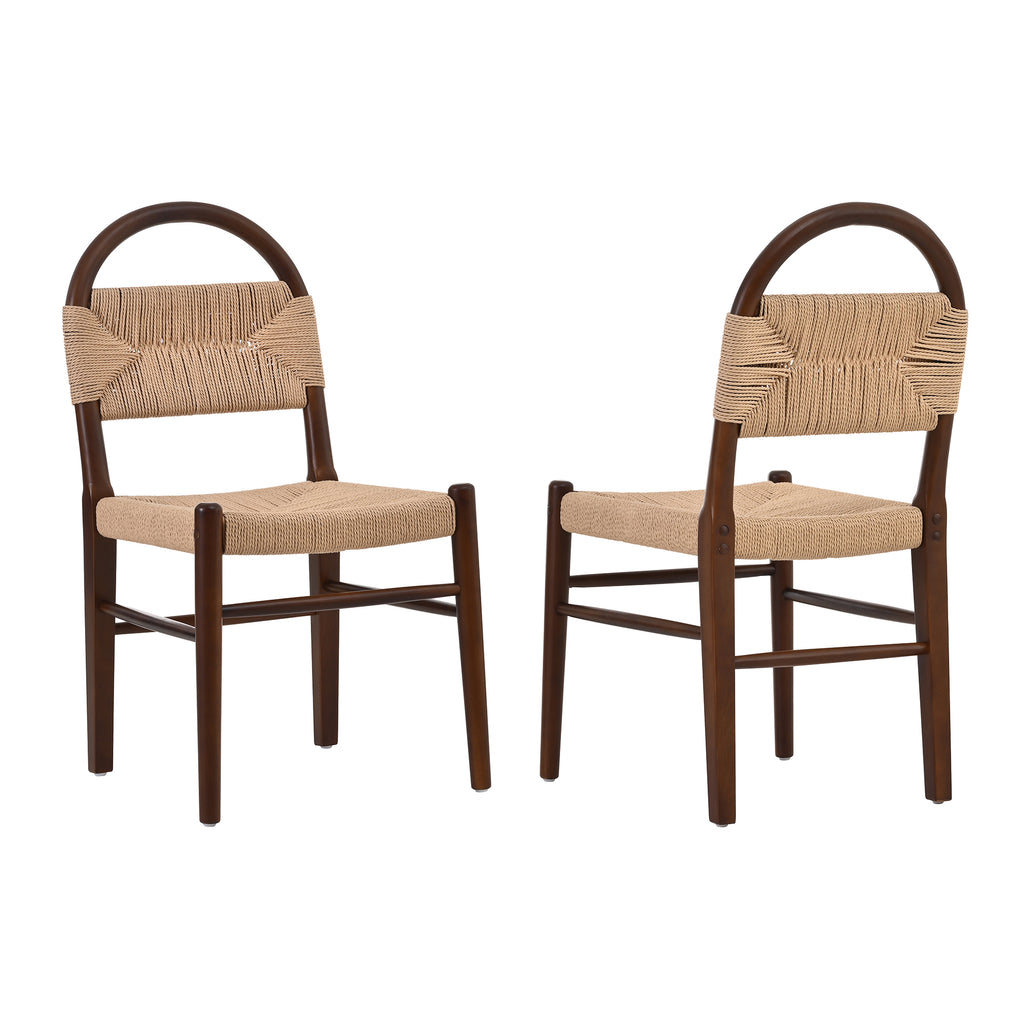 Modern Farmhouse Dining Chairs with Hand-Woven Paper Cord Seat & Wood Frame (Set of 2)