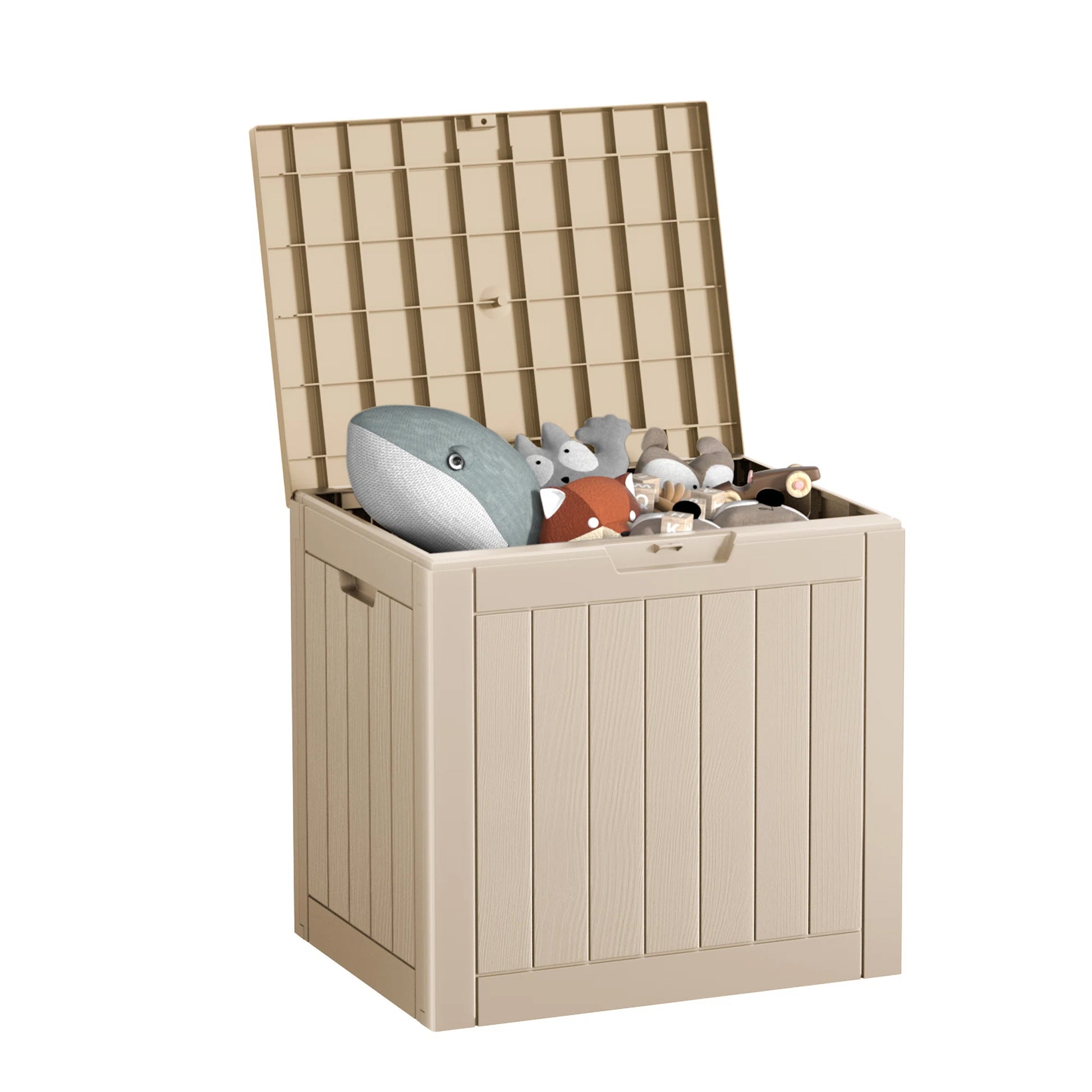 30 Gallon Deck Box, Water-Resistant Resin Outdoor Storage Box with Lockable Lid for Patio