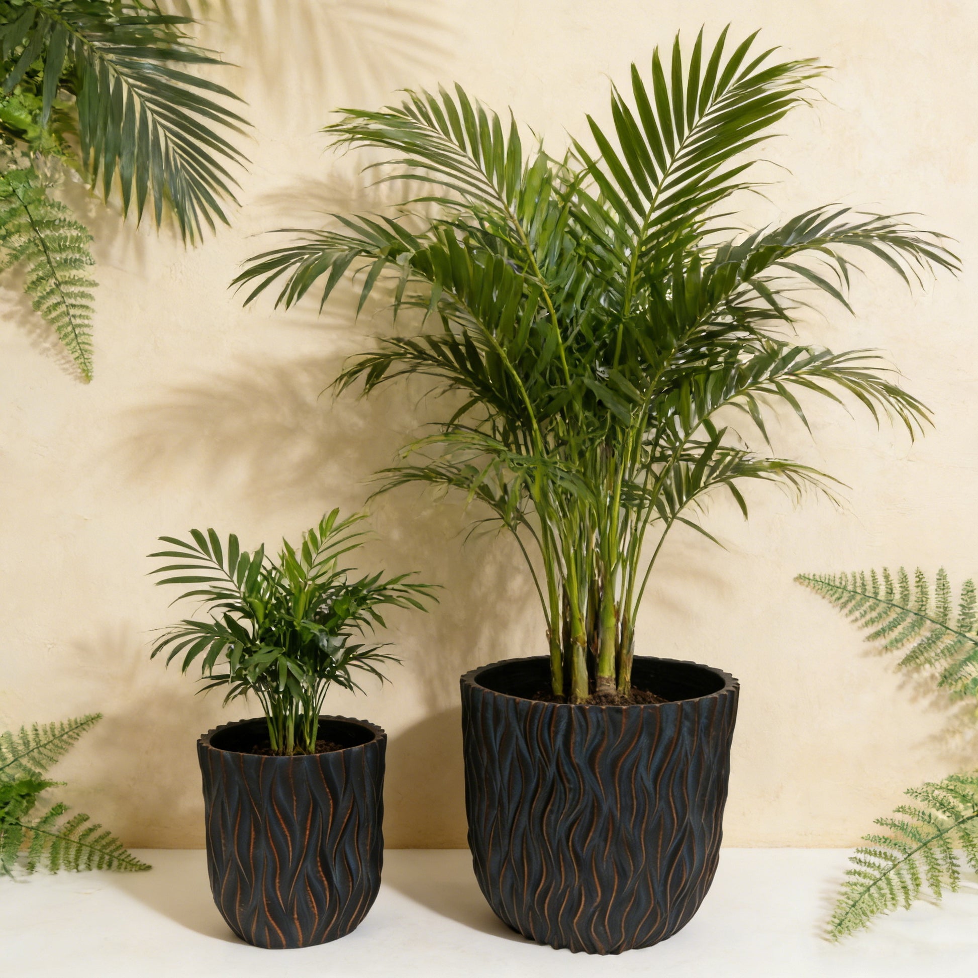 Large Garden Planter Set Assorted Sizes MGO Plant Pots with Drainage for Patio Home Decor