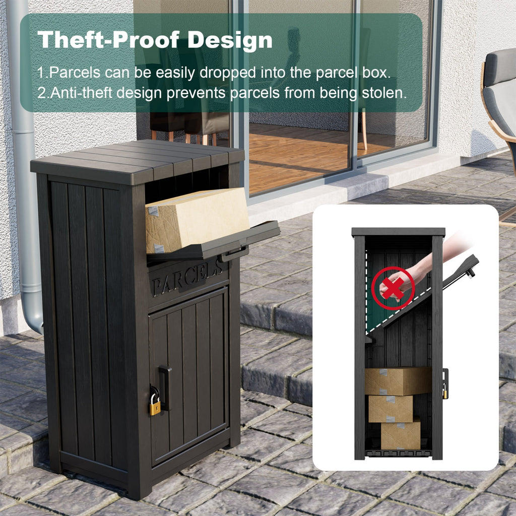 Large Package Delivery Box,Waterproof Deck Box for Porch & Patio,Lockable Resin Outdoor Storage Box