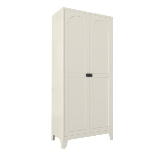 Chic Crate 71'' 2 Shapely-Door Metal Cabinet – Lockable, Adjustable Shelves for Kitchen/Bedroom/Living Room (Beige)