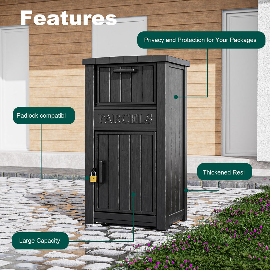 Large Package Delivery Box,Waterproof Deck Box for Porch & Patio,Lockable Resin Outdoor Storage Box