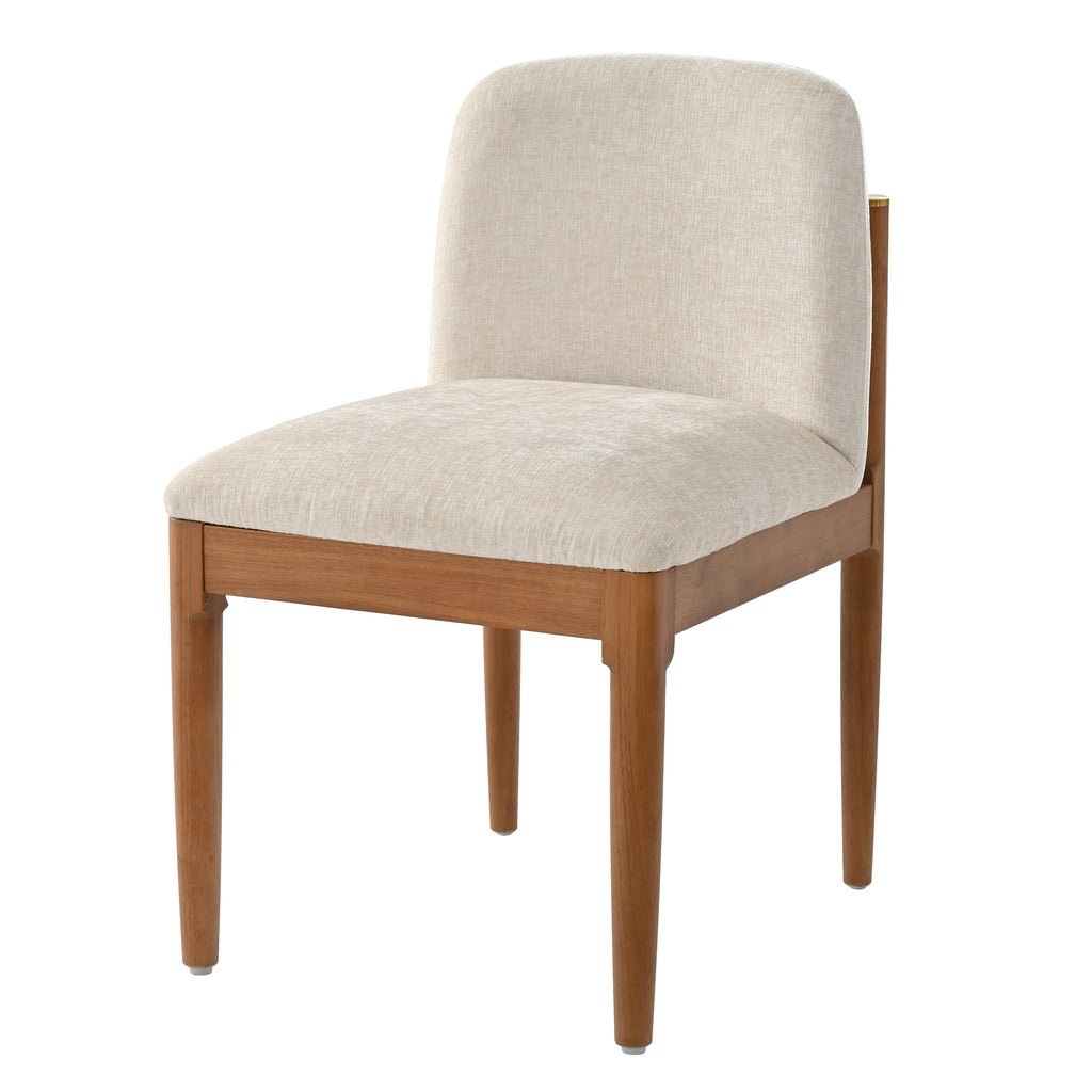 Solid Wood Dining Chairs with Curved Backrest & Elegant Brass Accents (Set of 2)