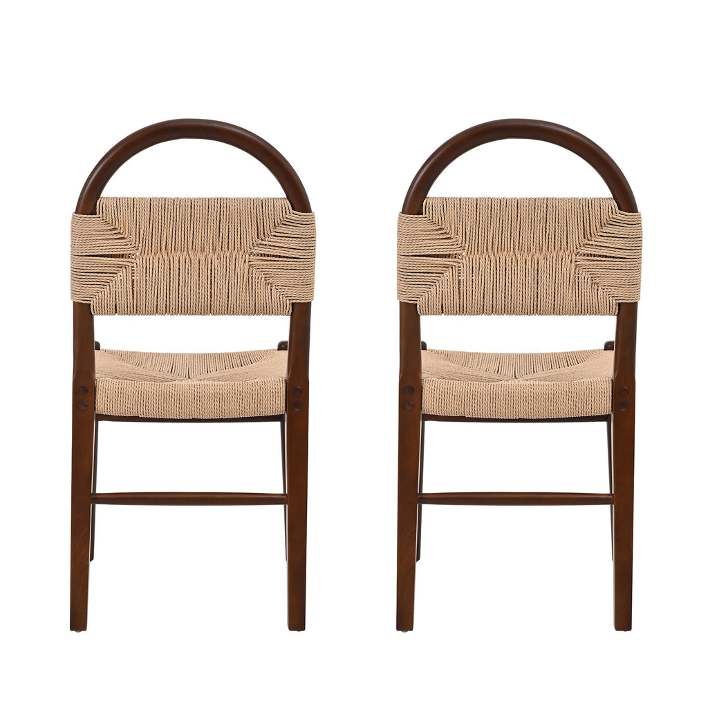 Modern Farmhouse Dining Chairs with Hand-Woven Paper Cord Seat & Wood Frame (Set of 2)