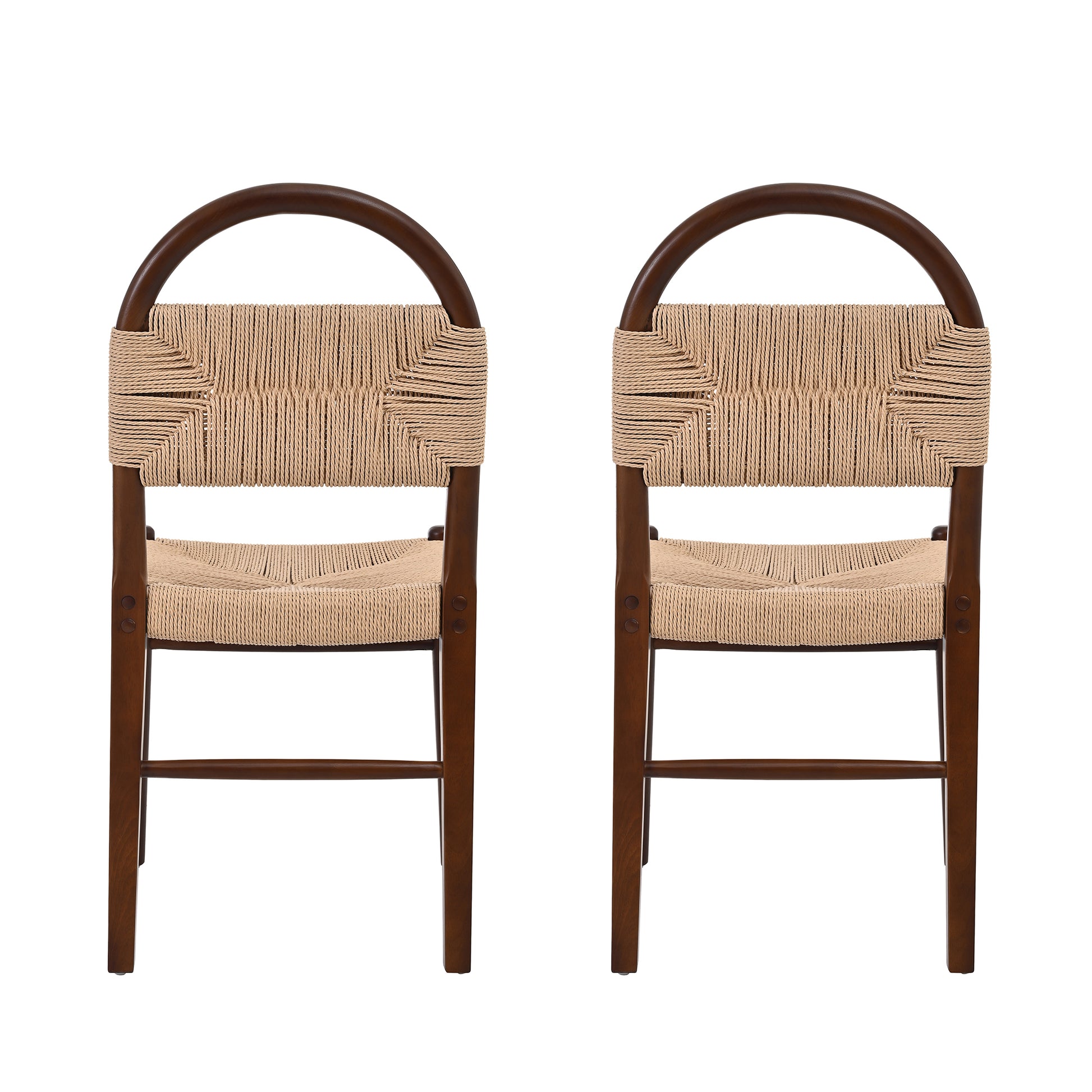 Modern Farmhouse Dining Chairs with Hand-Woven Paper Cord Seat & Wood Frame (Set of 2)