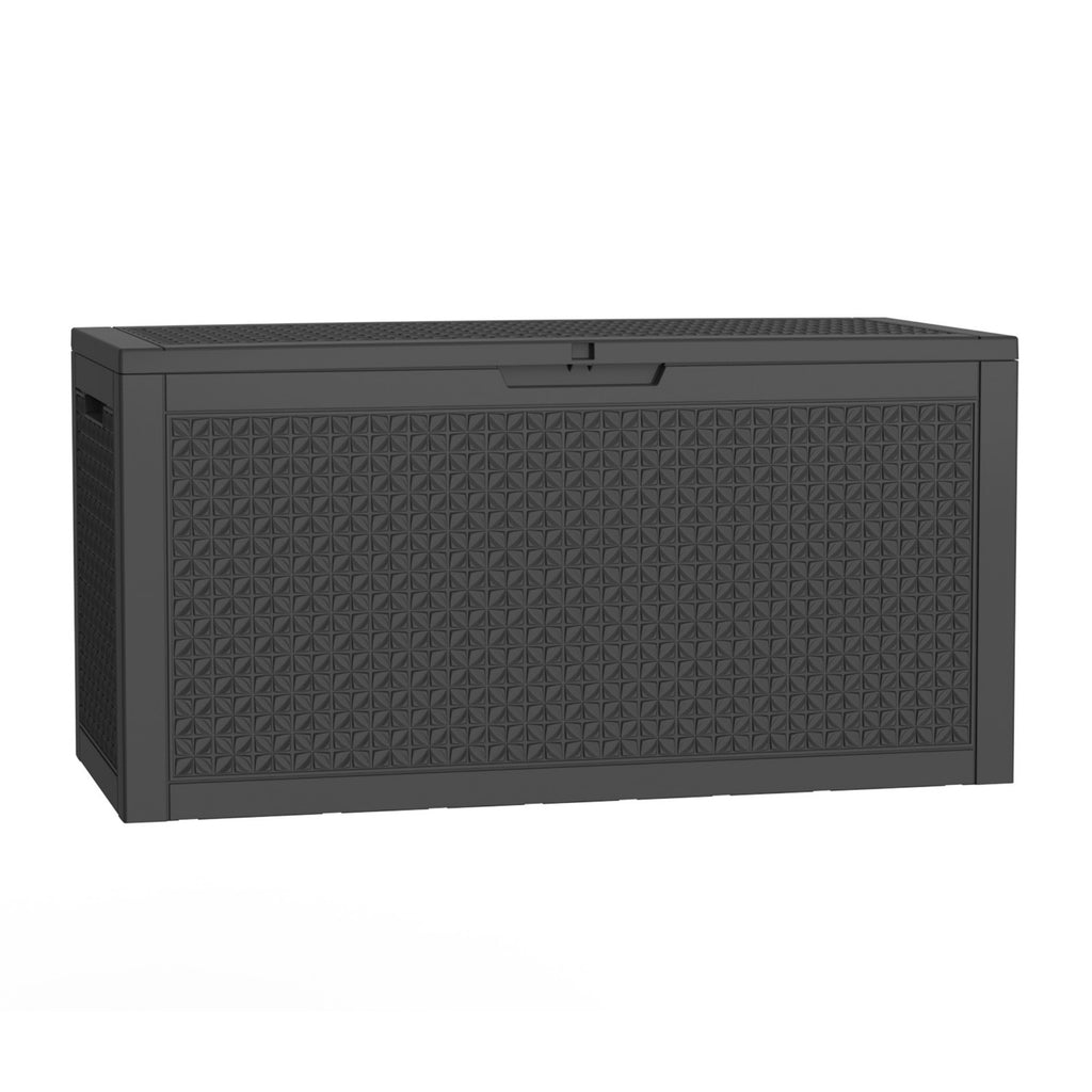 100 Gallon Outdoor Deck Box, Water-Resistant Resin Storage Box with Lockable Lid for Patio