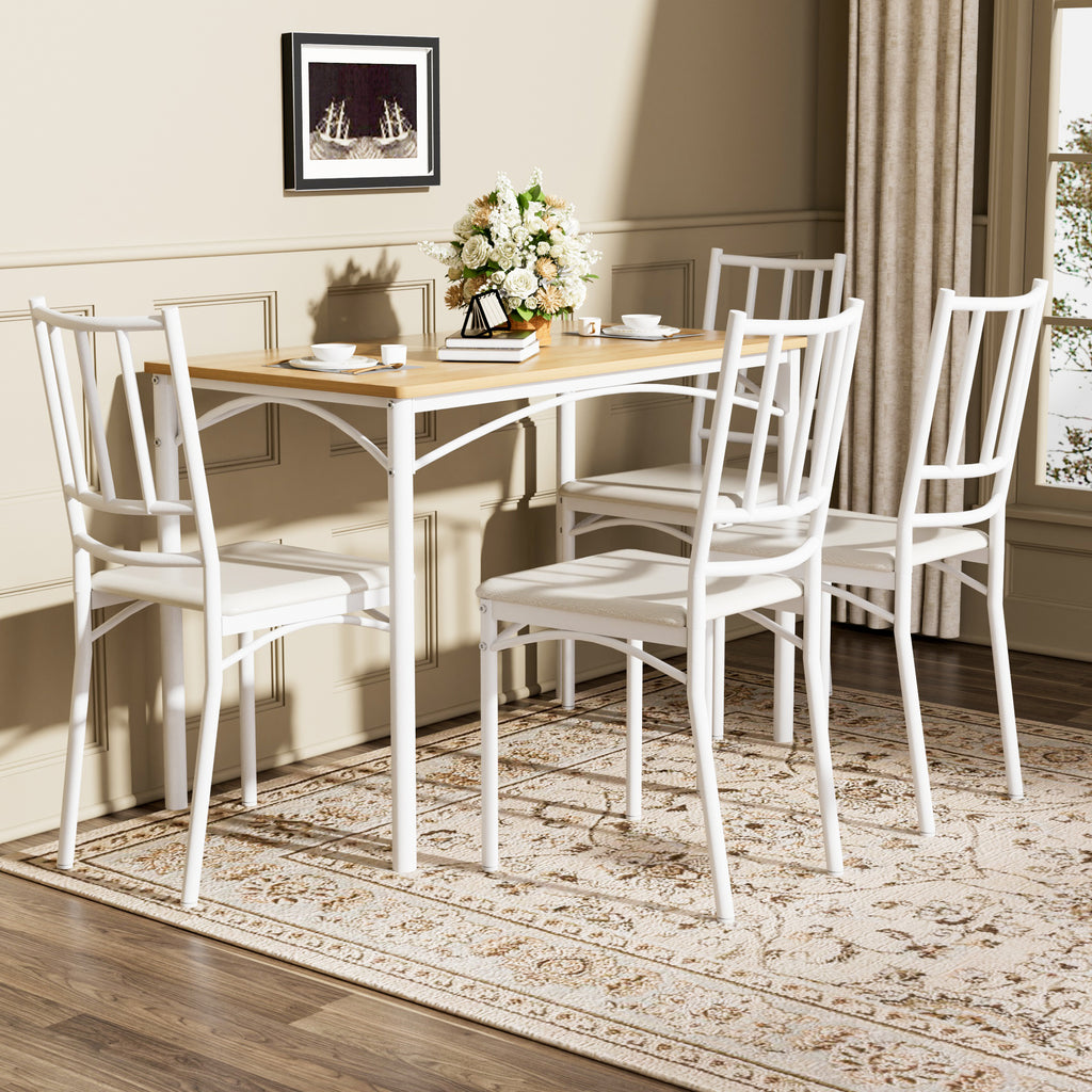 Industrial Dining Table Set with 4 Benches, Multi-Functional Kitchen Breakfast Table