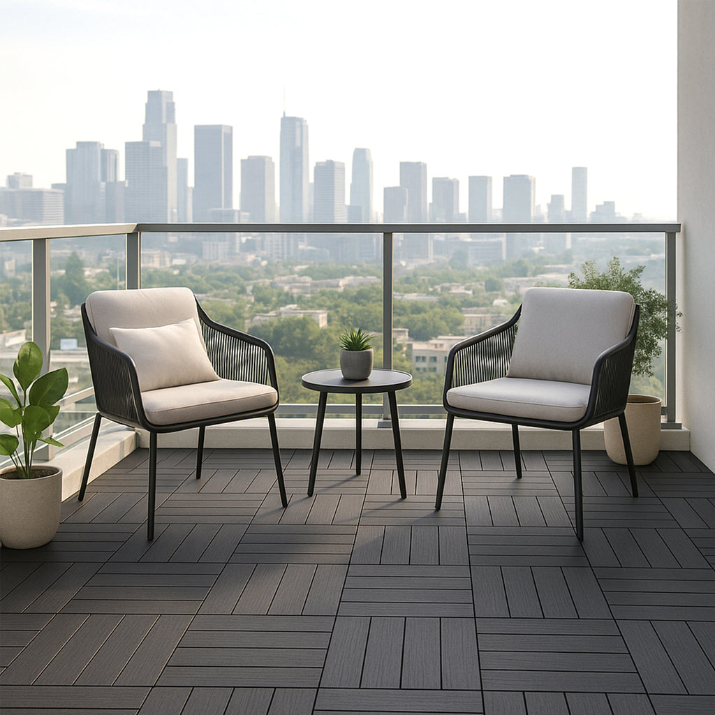 Chic Crate 44 Pack 12'' Interlocking Plastic Deck Tiles – Dark Gray, Waterproof