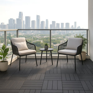 Chic Crate 44 Pack 12'' Interlocking Plastic Deck Tiles – Dark Gray, Waterproof